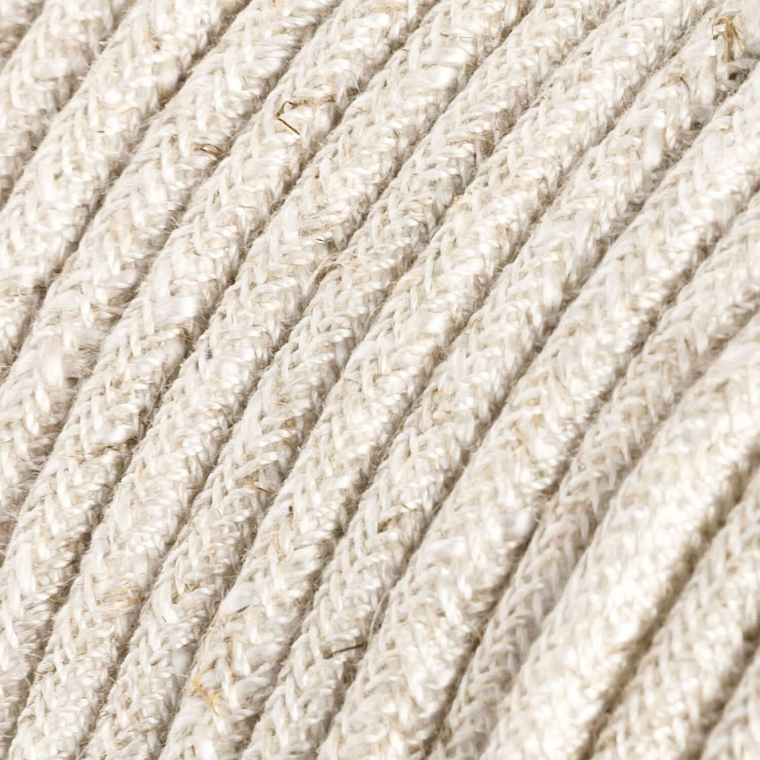 Ultra Soft Stromkabel aus Silikon, ummantelt mit Leinenstoff in Weiß Melange – RN01 rund 2x0,75 mm - Image 2