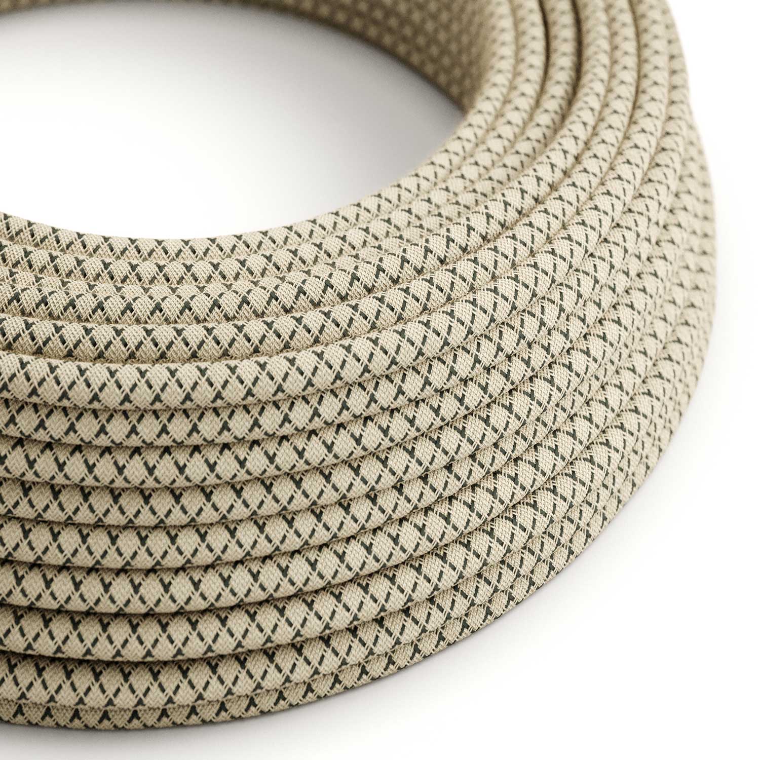 Elektrikkabel überzogen Anthrazitgrau und Beige Rauten – Das Original Creative Cables, perfekt für Ihre Kronleuchter – RD64