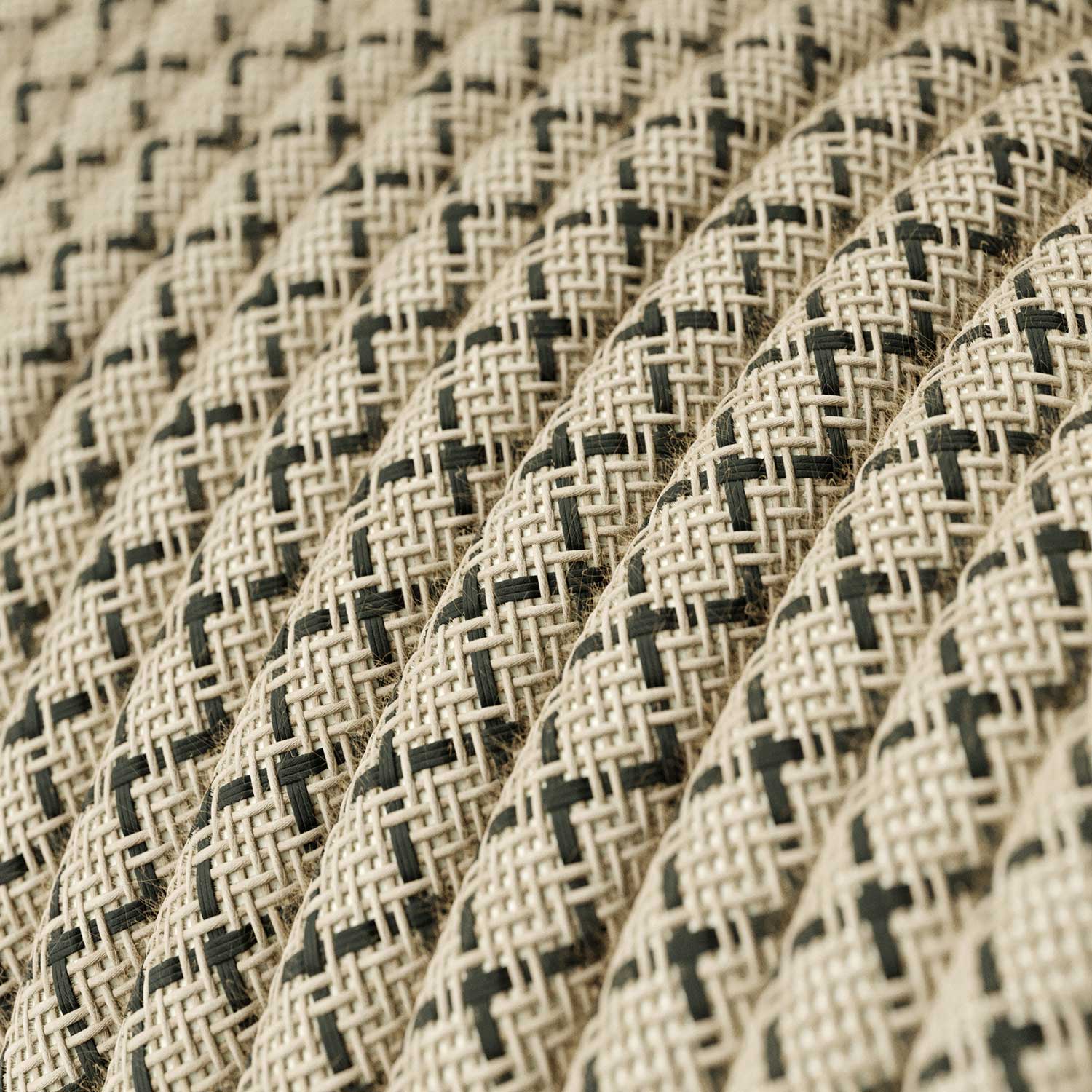 Elektrikkabel überzogen Anthrazitgrau und Beige Rauten – Das Original Creative Cables, perfekt für Ihre Kronleuchter – RD64 - Image 2