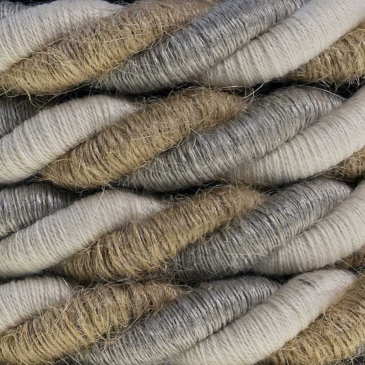 3x0,75 Stromkabel ummantelt mit Jute, Baumwolle und naturbelassenem Leinen – Country