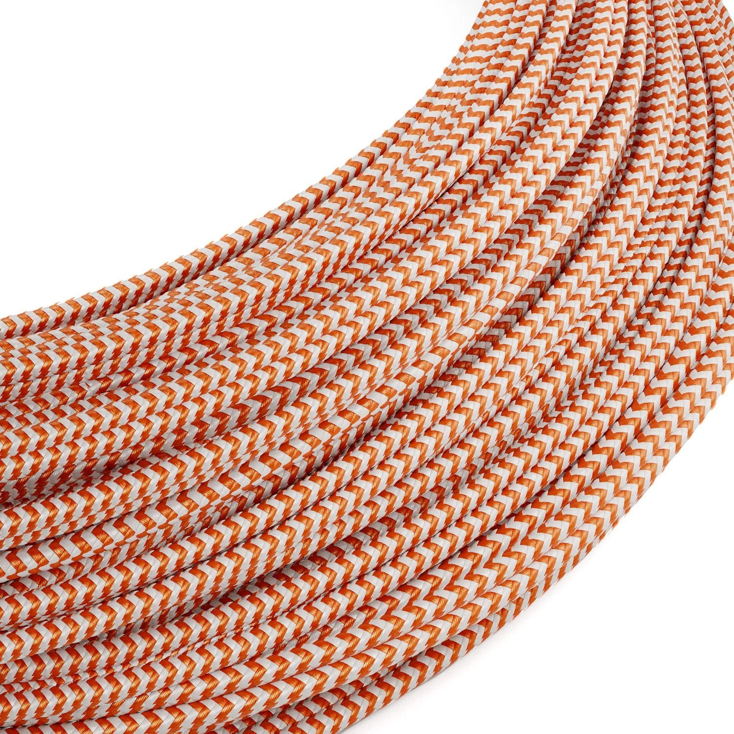 Niederspannungskabel mit Seiden-Effekt-Stoff überzogen ZigZag Weiß und Orange RZ15