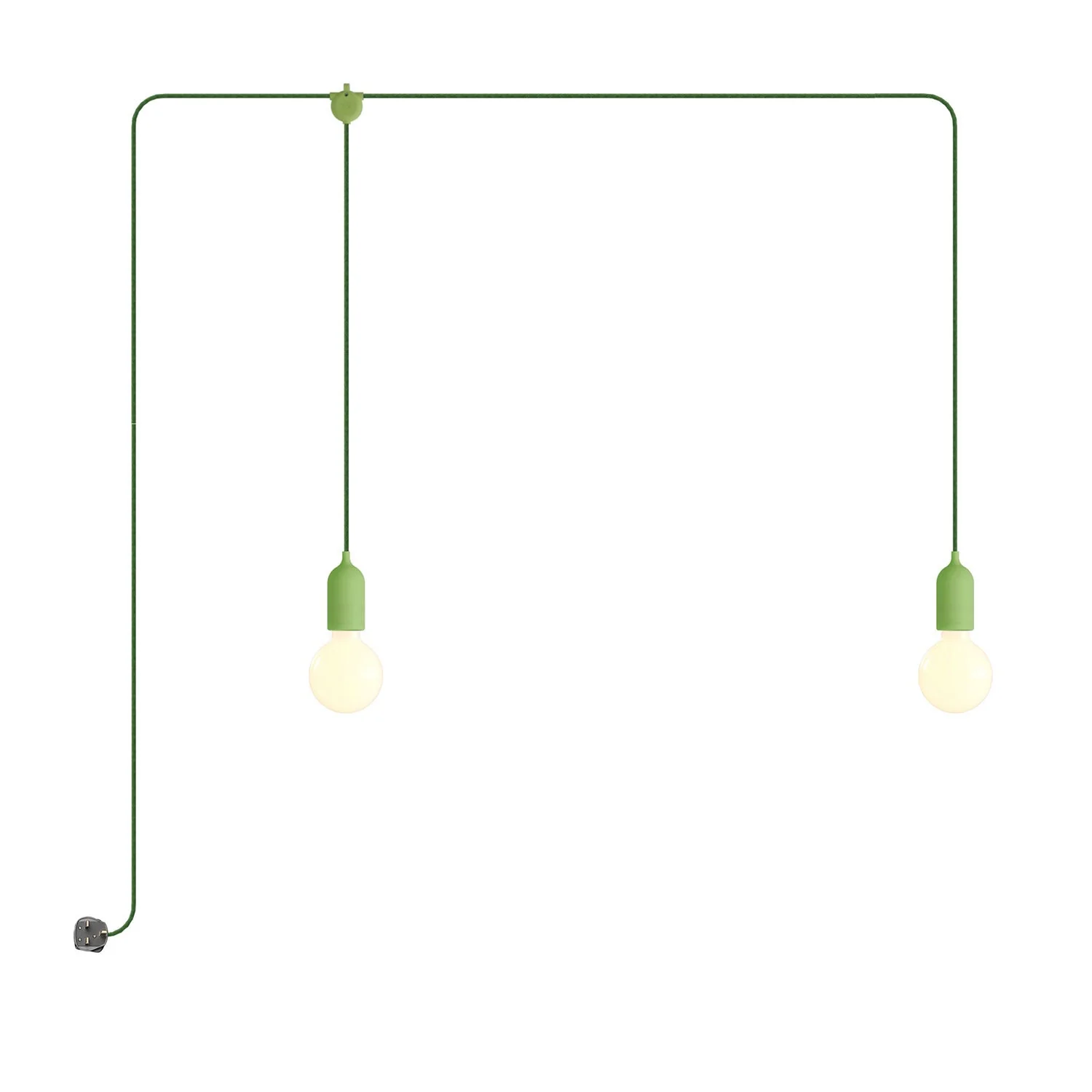 F-Snake Modulair tragbare Außenlampe IP65 mit 2 Lichtquellen und UK-Stecker – Wiesengrün