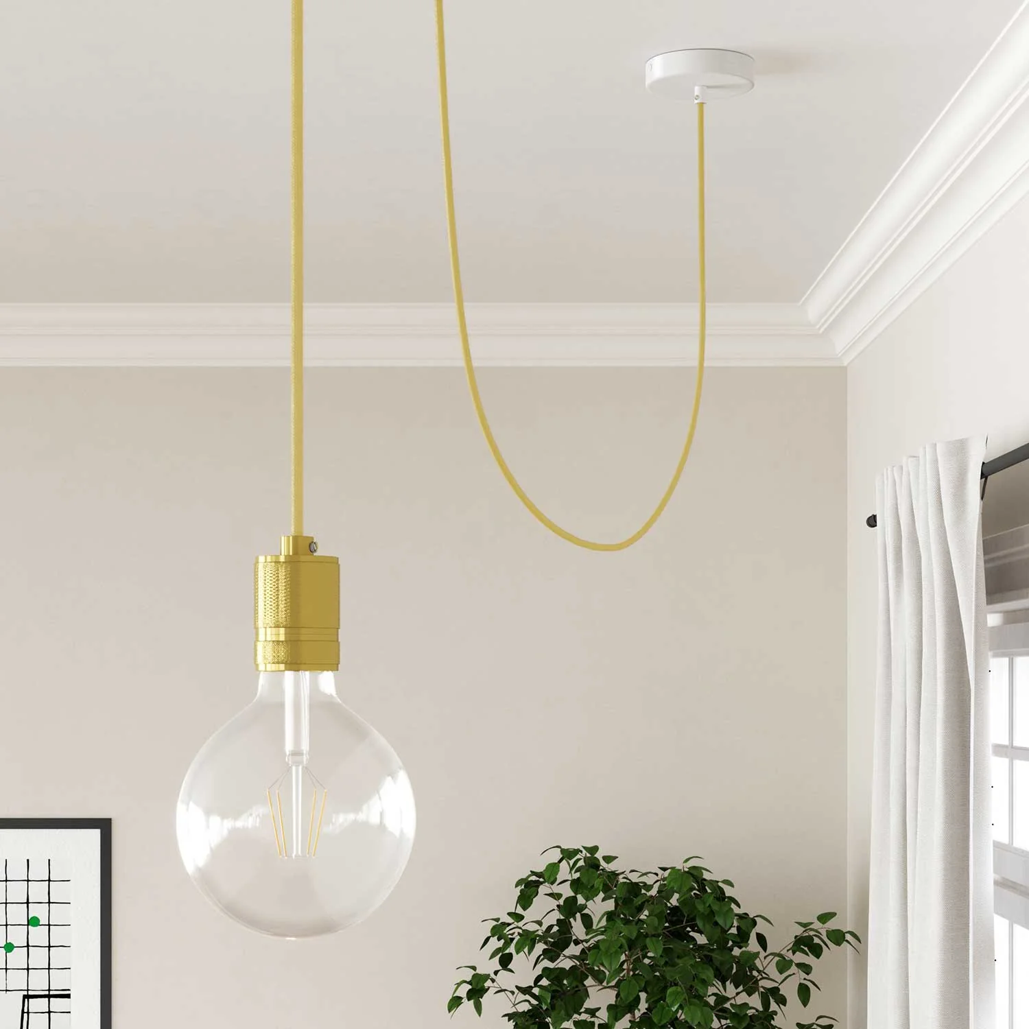Elektrikkabel aus Baumwolle in Pastellgelb – Das Original von Creative Cables, für bunte Lampen – RC10 - Image 4