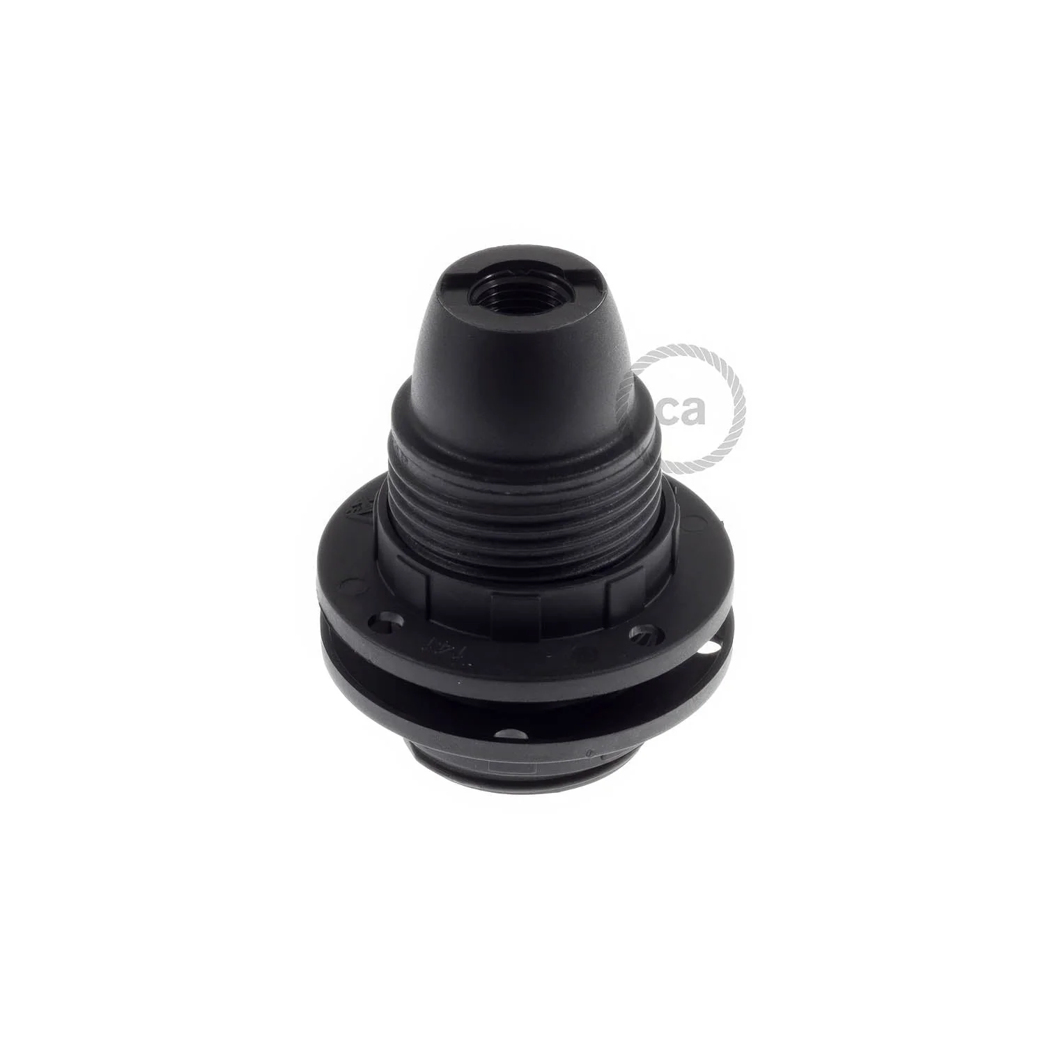 E14-Lampenfassungsset aus Thermoplast mit Doppelring für Lampenschirm – Schwarz