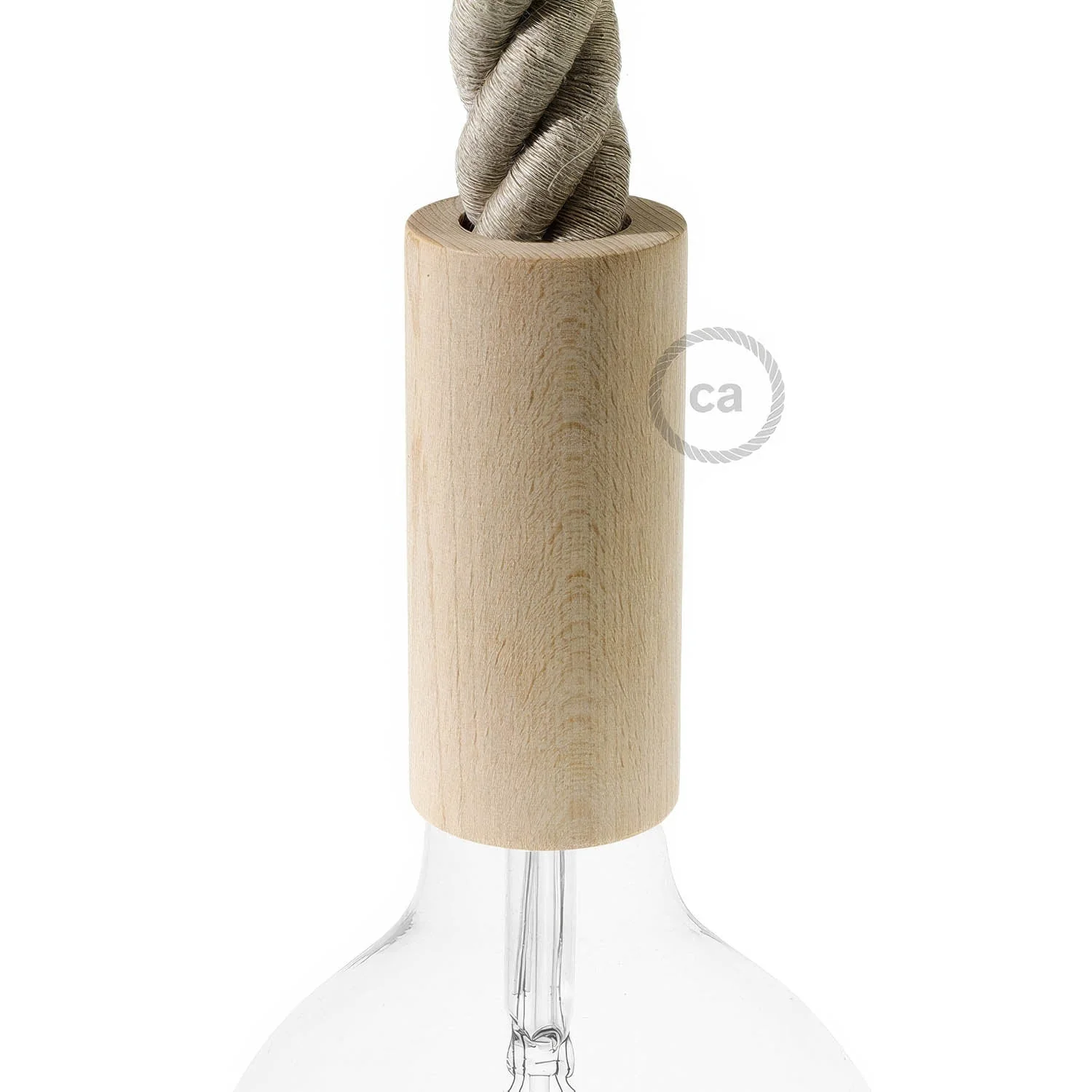 E27 Lampenfassungen-Kit aus Holz für 3XL-Kordel - Natur