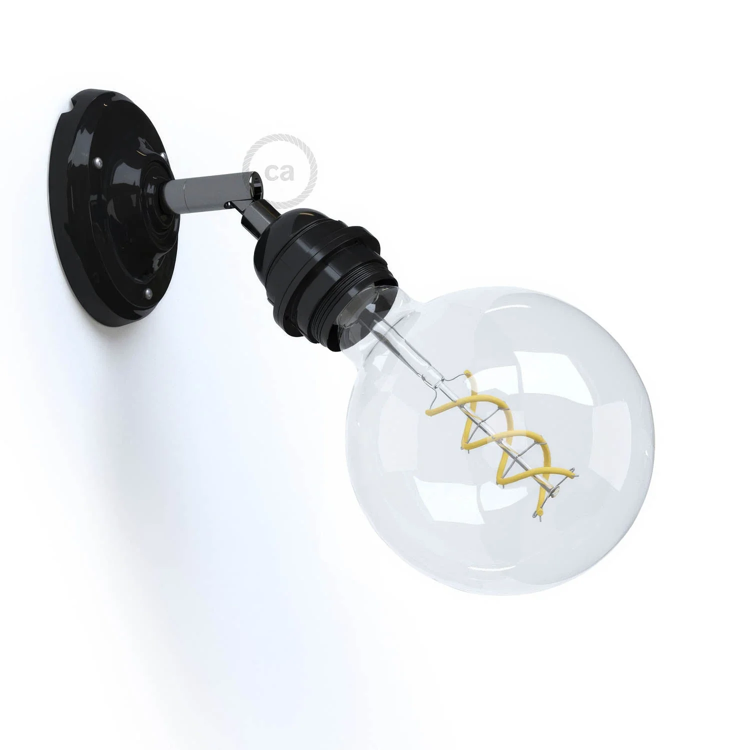 Fermaluce 90° Classic mit E26-Gewindefassung, die verstellbare Porzellan-Lichtquelle – Schwarz