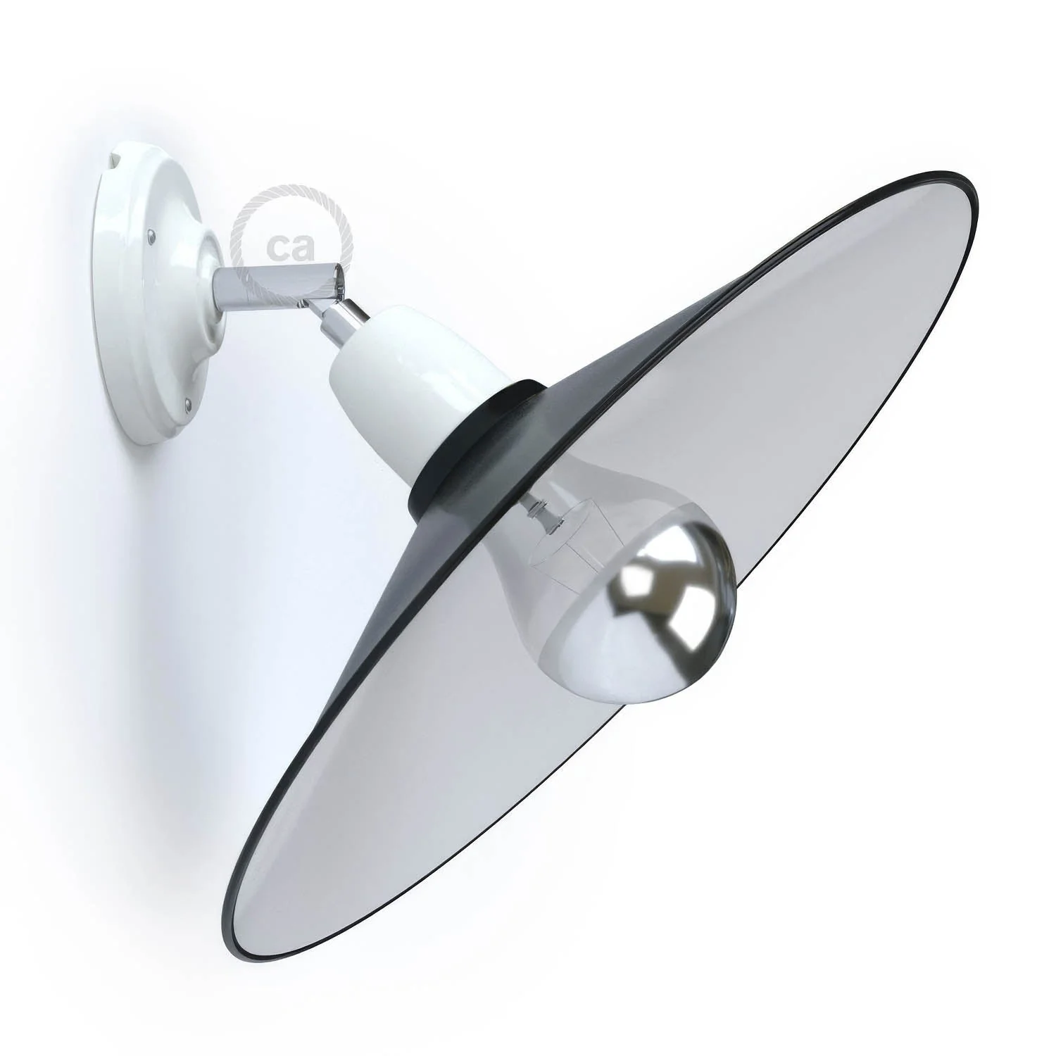 Fermaluce 90° mit Swing-Lampenschirm, verstellbare Wand- oder Deckenlampe aus Porzellan – Weiß