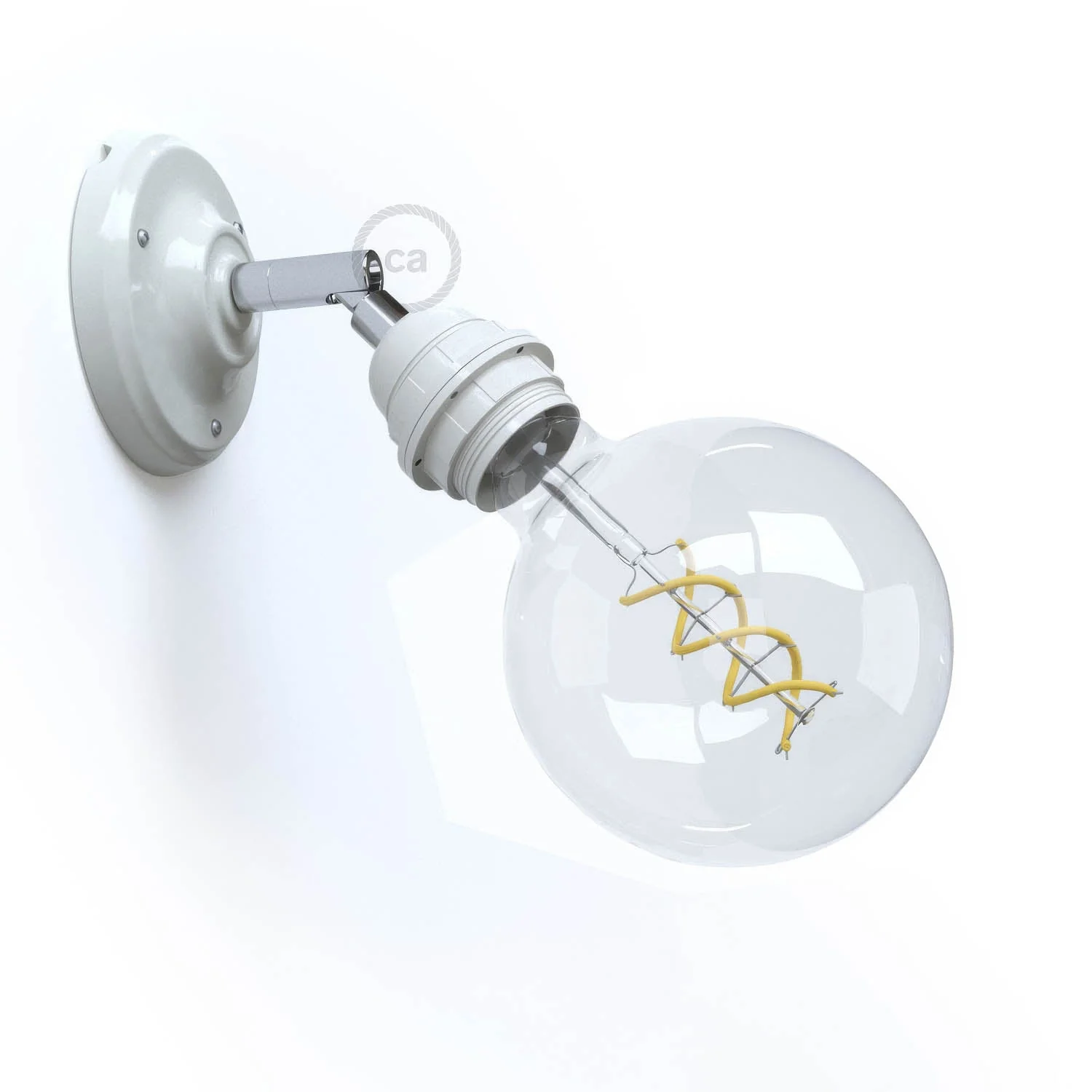 Fermaluce Classic 90° mit E27-Gewindefassung, drehbare Wandlampe aus Porzellan - Weiß