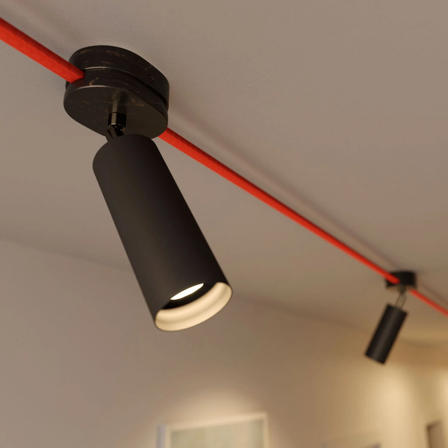 Fermaluce Filè schwenkbarer Spot mit Metall-Lampenschirm Tub-E14, Wand- oder Deckenleuchte für das Filè-System - Schwarz - Image 3