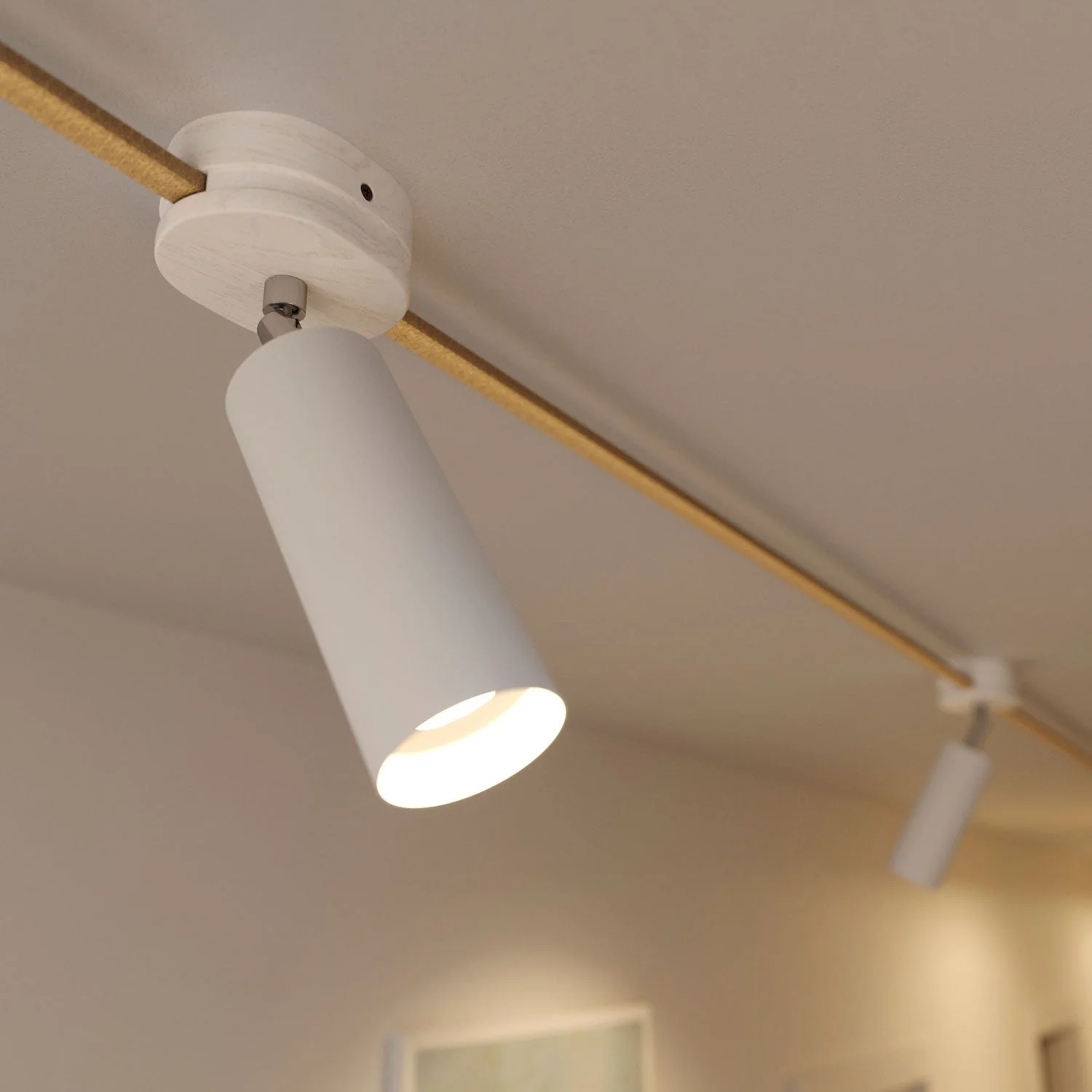 Fermaluce Filè schwenkbarer Strahler mit Tub-E14 Metallschirm, Wand- oder Deckenleuchte für das Filè System – Weiß - Image 3