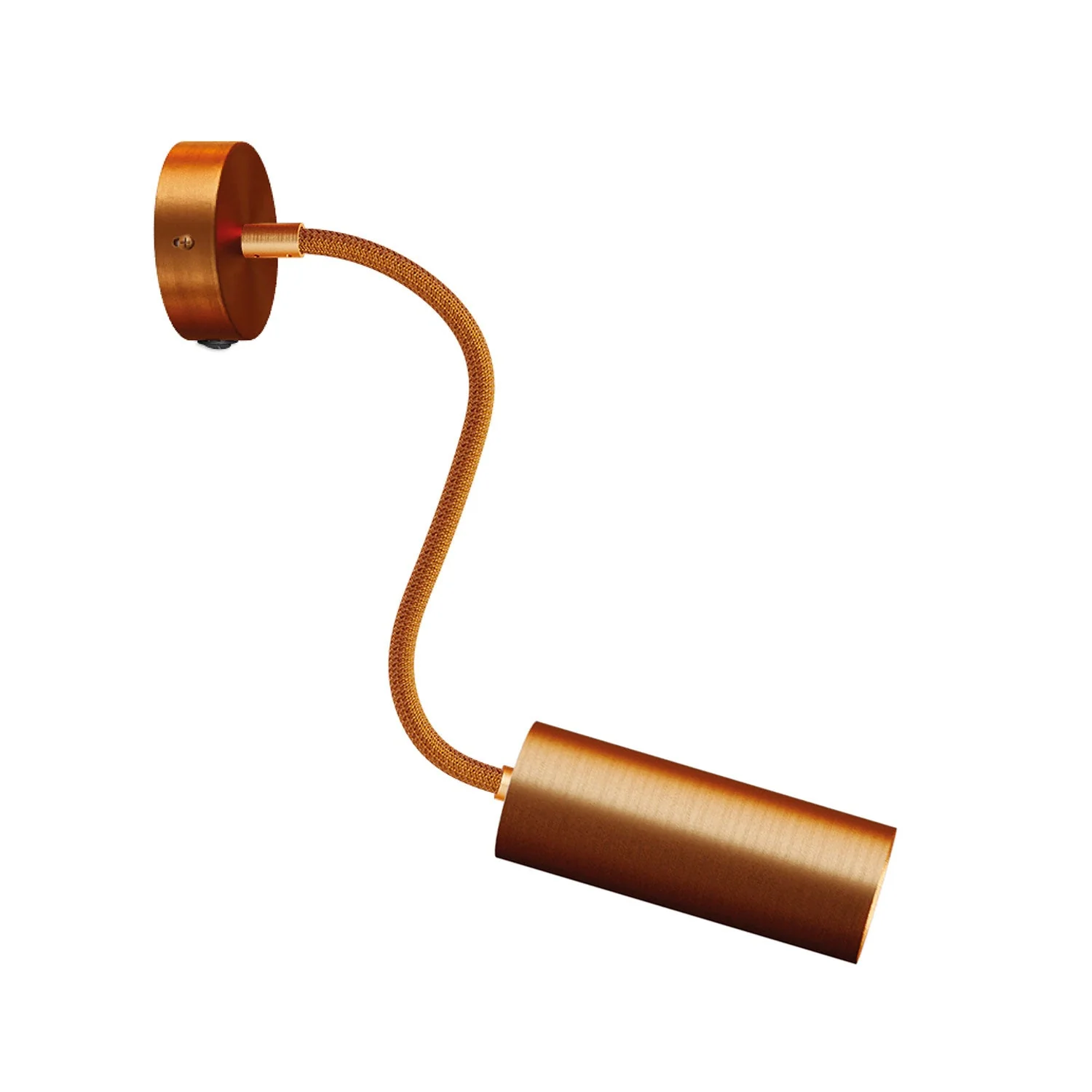 Fermaluce Flex 30 Leuchte mit Mini-Baldachin mit Schalter und Reflektor mit Tub-E14-Schirm - Satin-Kupfer