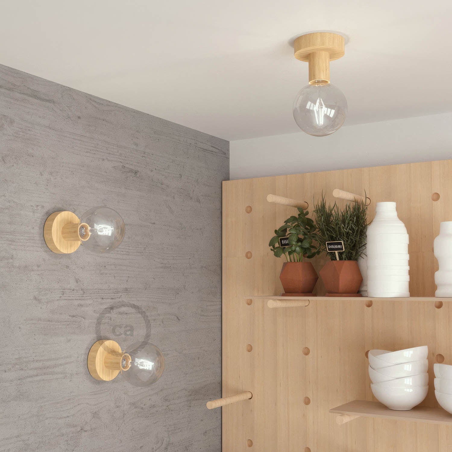 Fermaluce Wood S, die flächenbündige Naturholzleuchte für Wand oder Decke - Neutral - Image 2