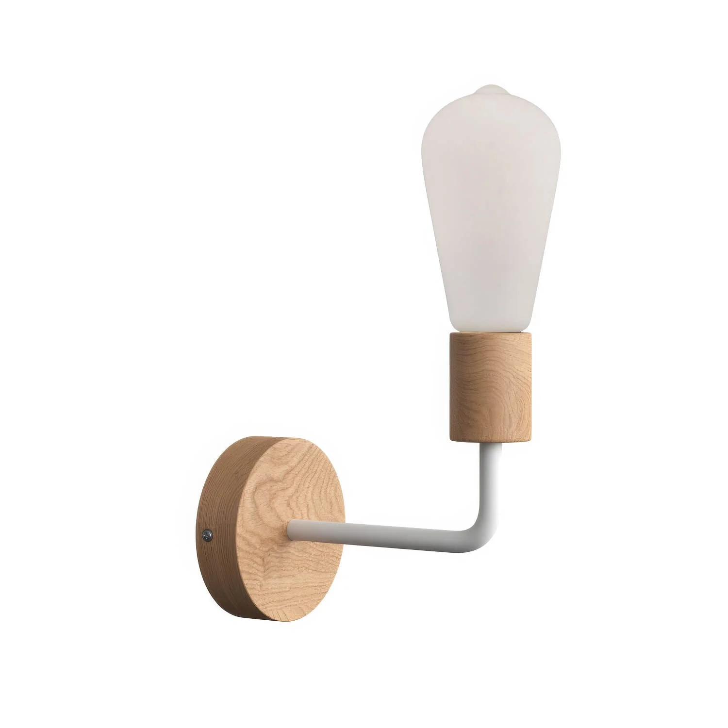 Fermaluce Wood, Wandleuchte aus Holz mit gebogenem Arm – Neutral