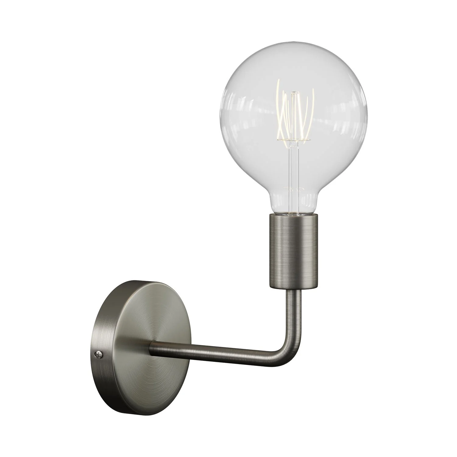 Fermaluce Metall, Wandlampe aus Metall mit gebogenem Ausleger – Satin Titan