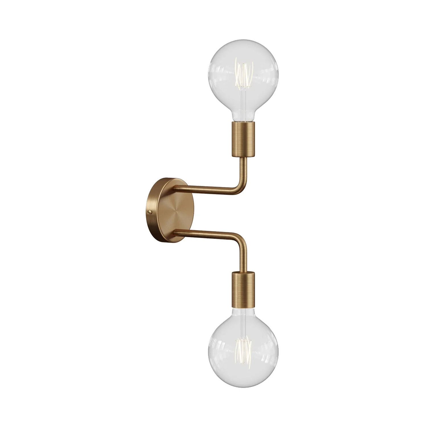 Fermaluce Metal, Wandleuchte aus Metall mit doppeltem, gebogenem Arm - Satiniertes Bronze
