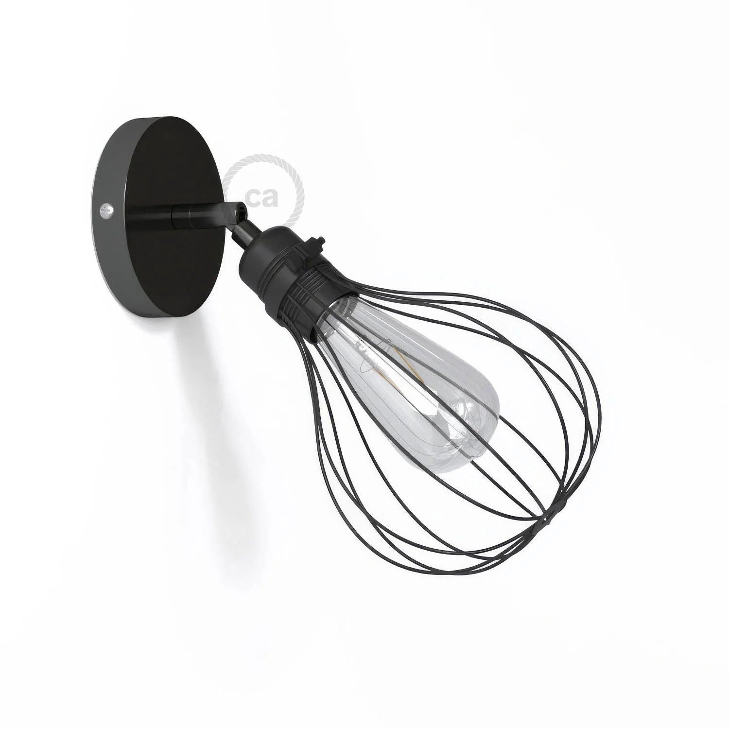 Fermaluce Metallo 90° mit Drop-Lampenschirm, wandmontierte, ausrichtbare Lampe aus Metall – Perlschwarz