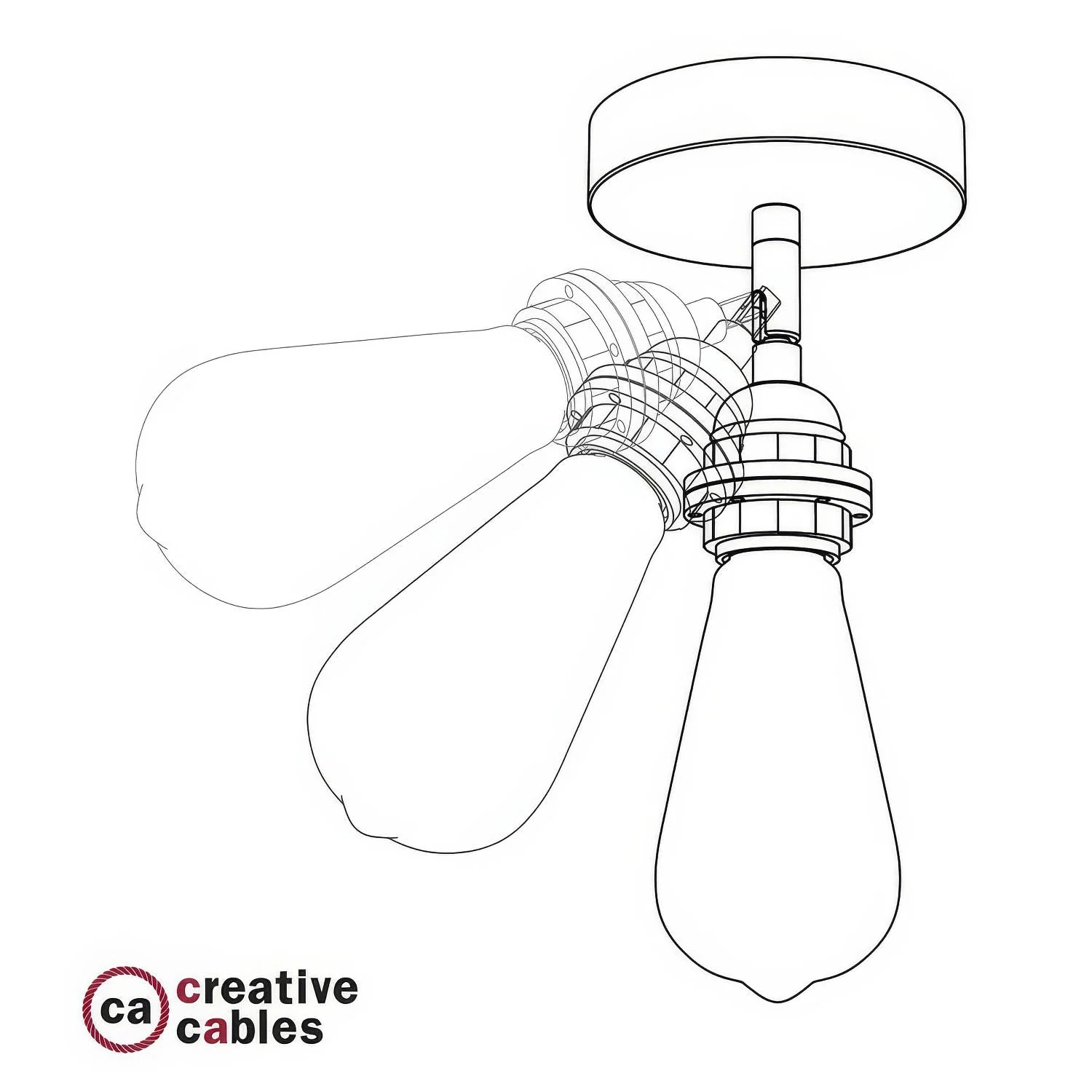 Fermaluce Metall 90° mit E27-Gewindefassung, verstellbarer Lichtpunkt aus Metall – Kupfer - Image 3