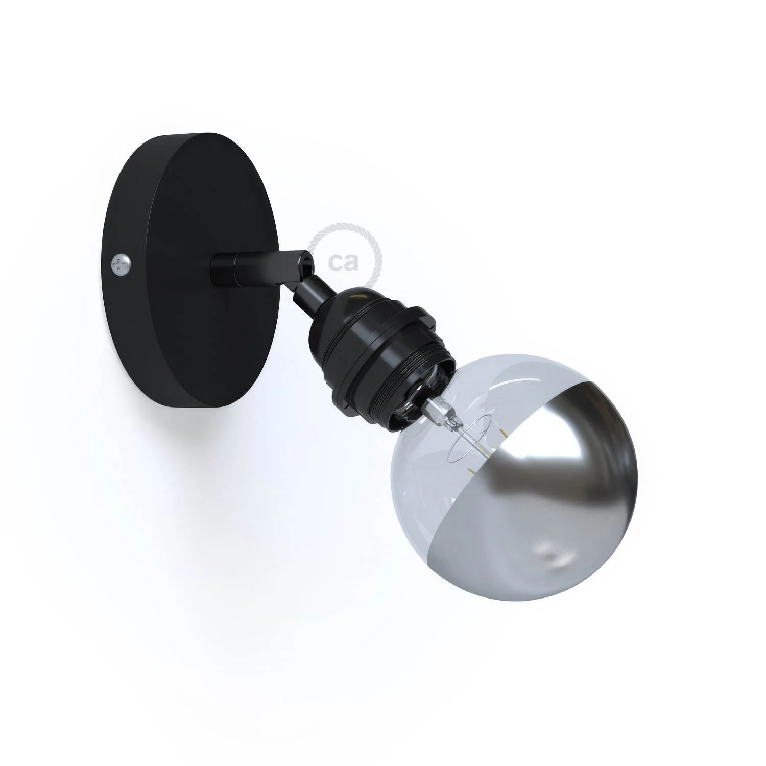 Fermaluce Metall 90° mit E27-Gewindefassung, schwenkbarer Lichtpunkt aus Metall – Schwarz