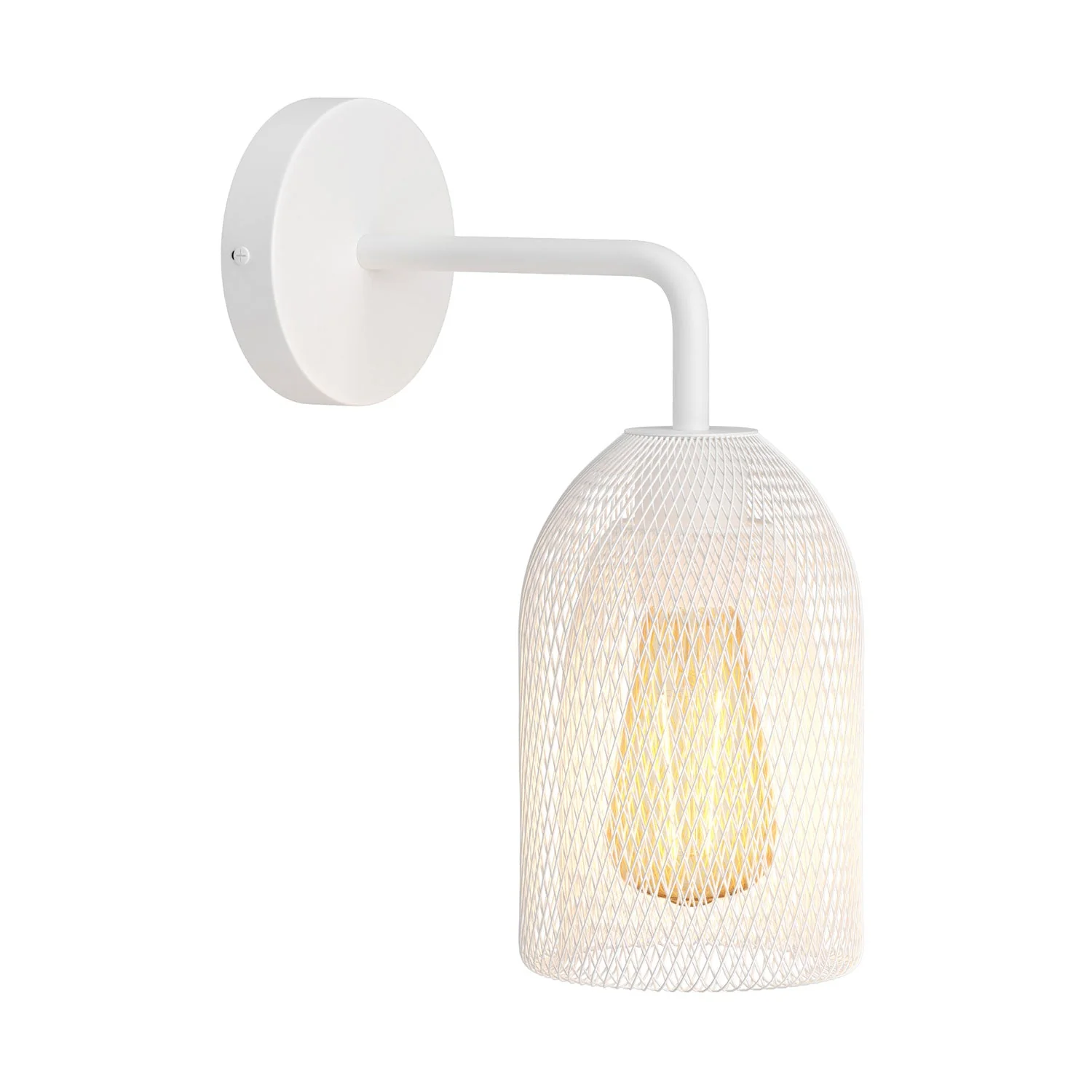 Fermaluce Metal mit Ghostbell-Schirm, Wandlampe aus Metall mit gebogenem Arm – Weiß