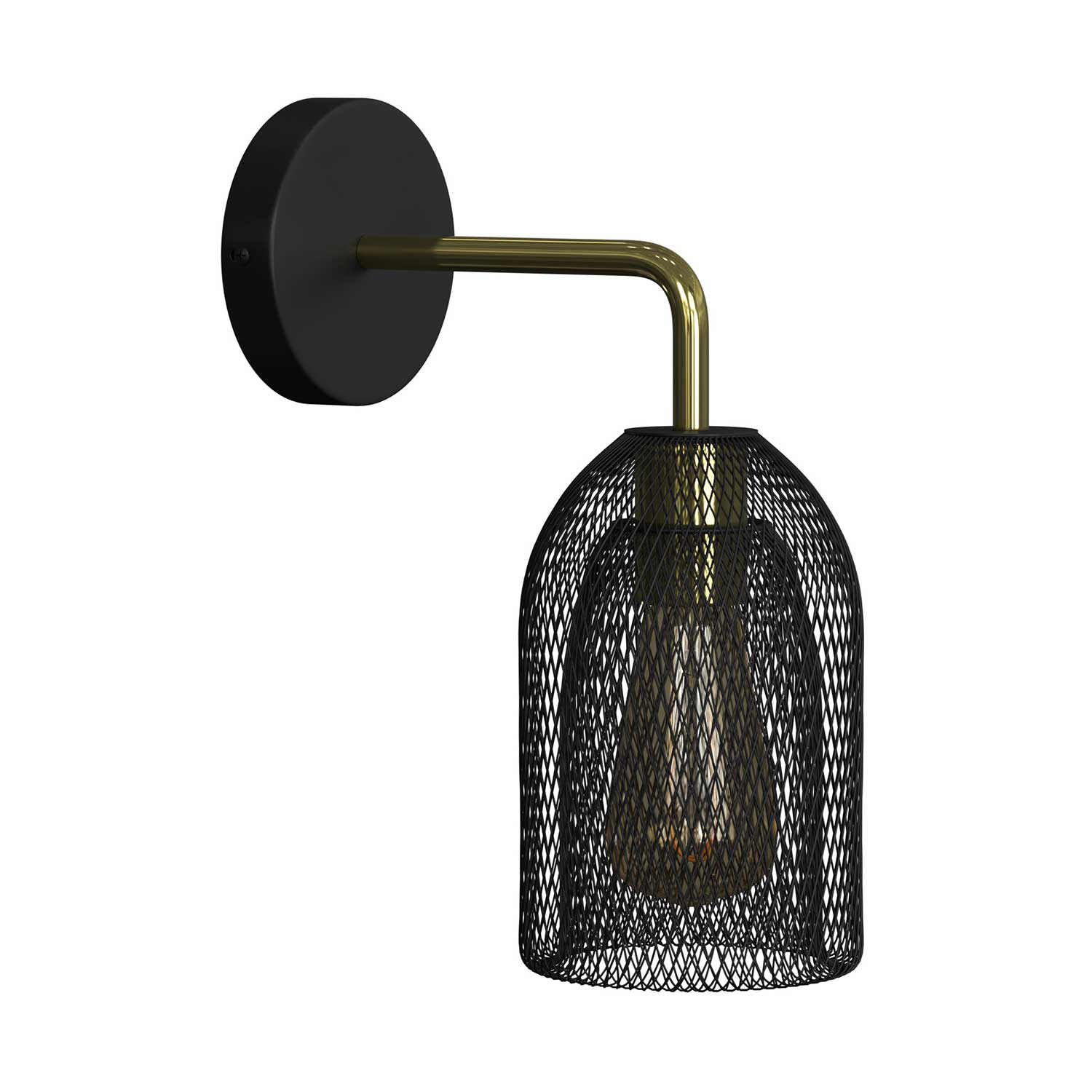 Fermaluce Metal mit Ghostbell-Schirm, Wandlampe aus Metall mit gebogener Verlängerung – Messing