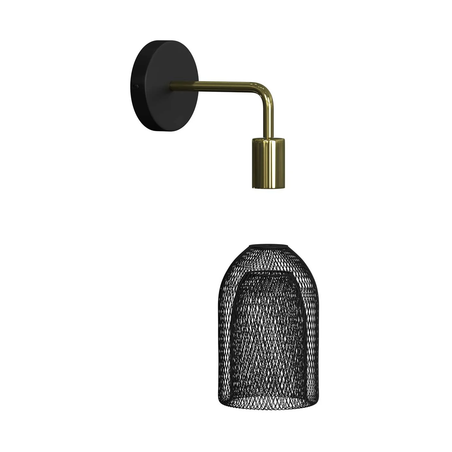 Fermaluce Metal mit Ghostbell-Schirm, Wandlampe aus Metall mit gebogener Verlängerung – Messing - Image 3
