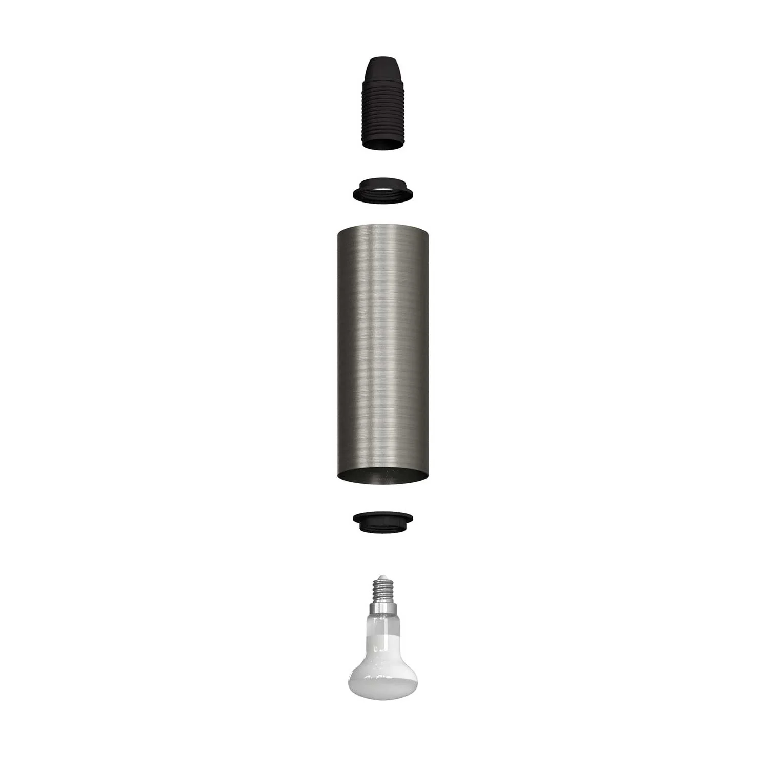 Fermaluce Metal, Wandleuchte aus Metall mit gebogenem Arm und Tub-E14-Lampenschirm – Satiniertes Titan - Image 3