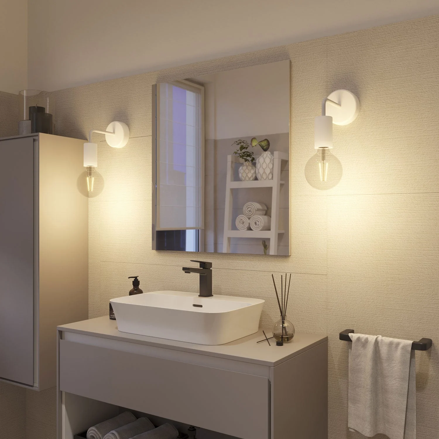 Fermaluce Modulair ELEGANT mit L-Verlängerung, Baldachin und IP65 wasserdichter Lampenfassung – Weiß - Image 4