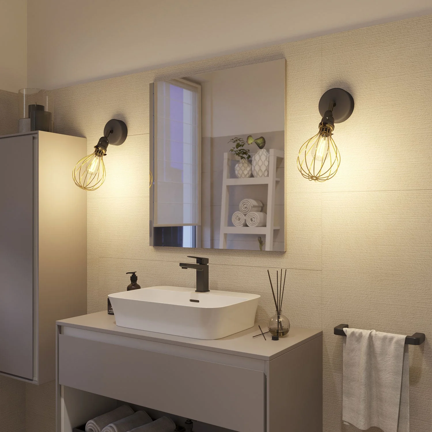 Fermaluce Modulair mit schwenkbarem Gelenk, Drop-Lampenschirm und IP65 wasserfester Fassung – Messing - Image 4