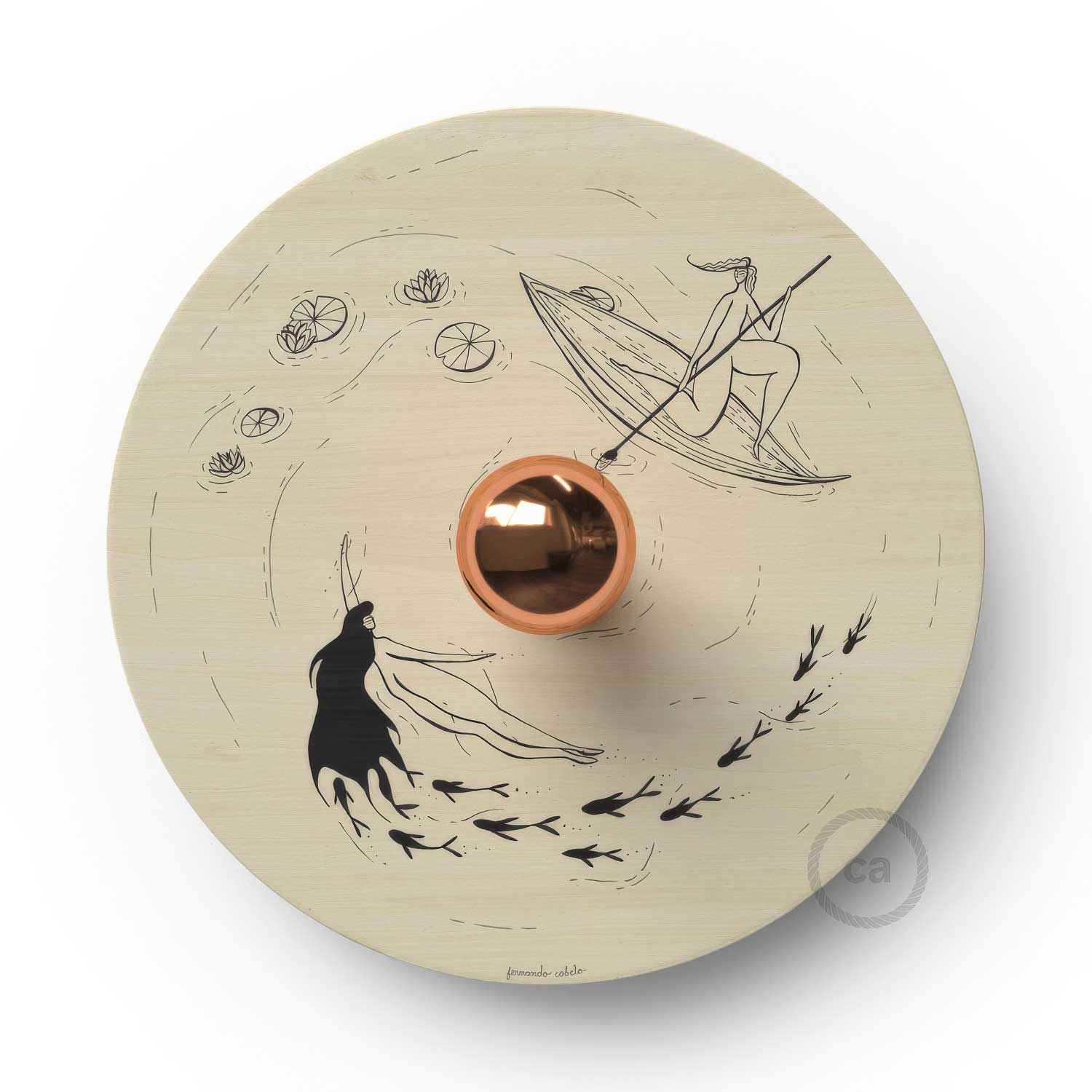 Fermaluce Romantic mit UFO-Schirm aus Holz, beidseitig illustriert von Fernando Cobelo - Image 4
