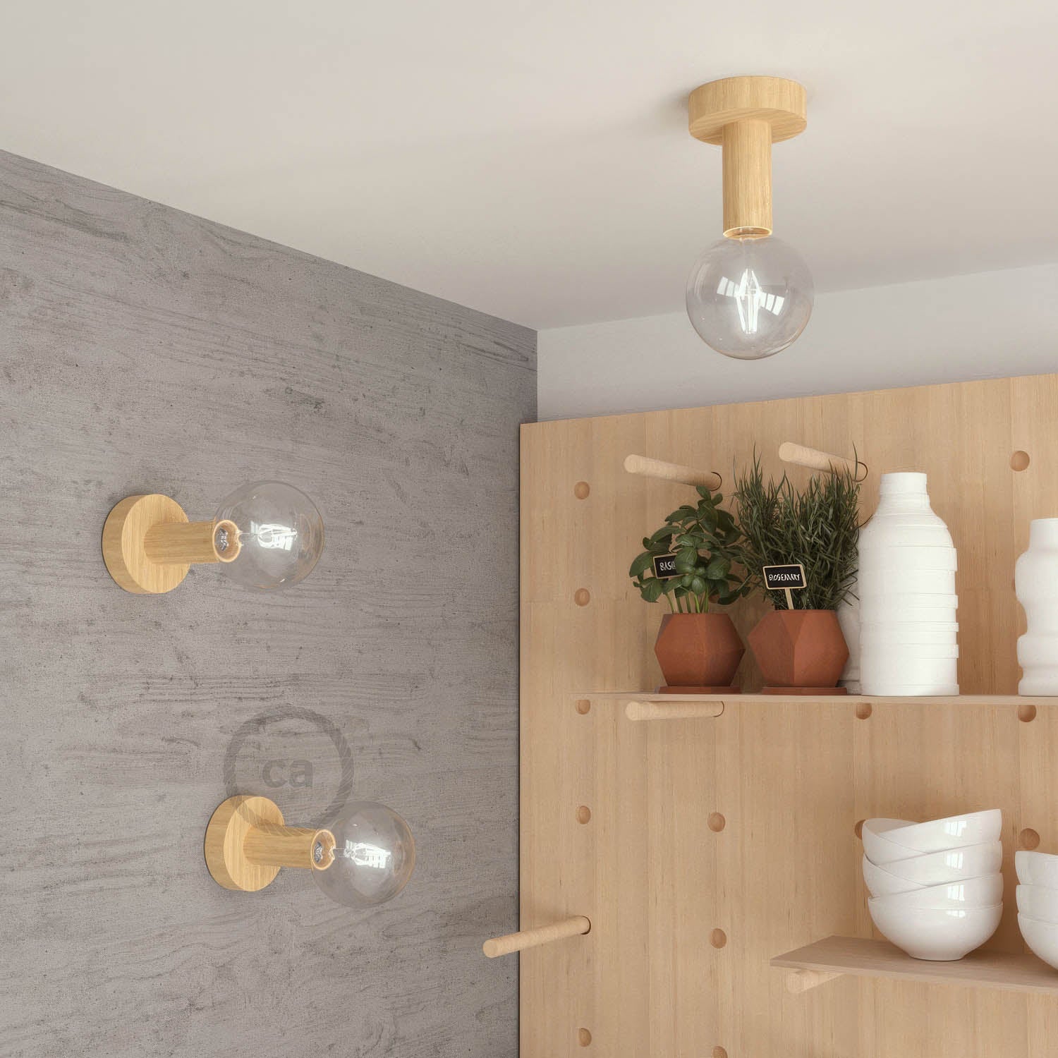 Fermaluce Wood M, die Deckenleuchte aus lackiertem Holz für Wand oder Decke – Neutral - Image 2