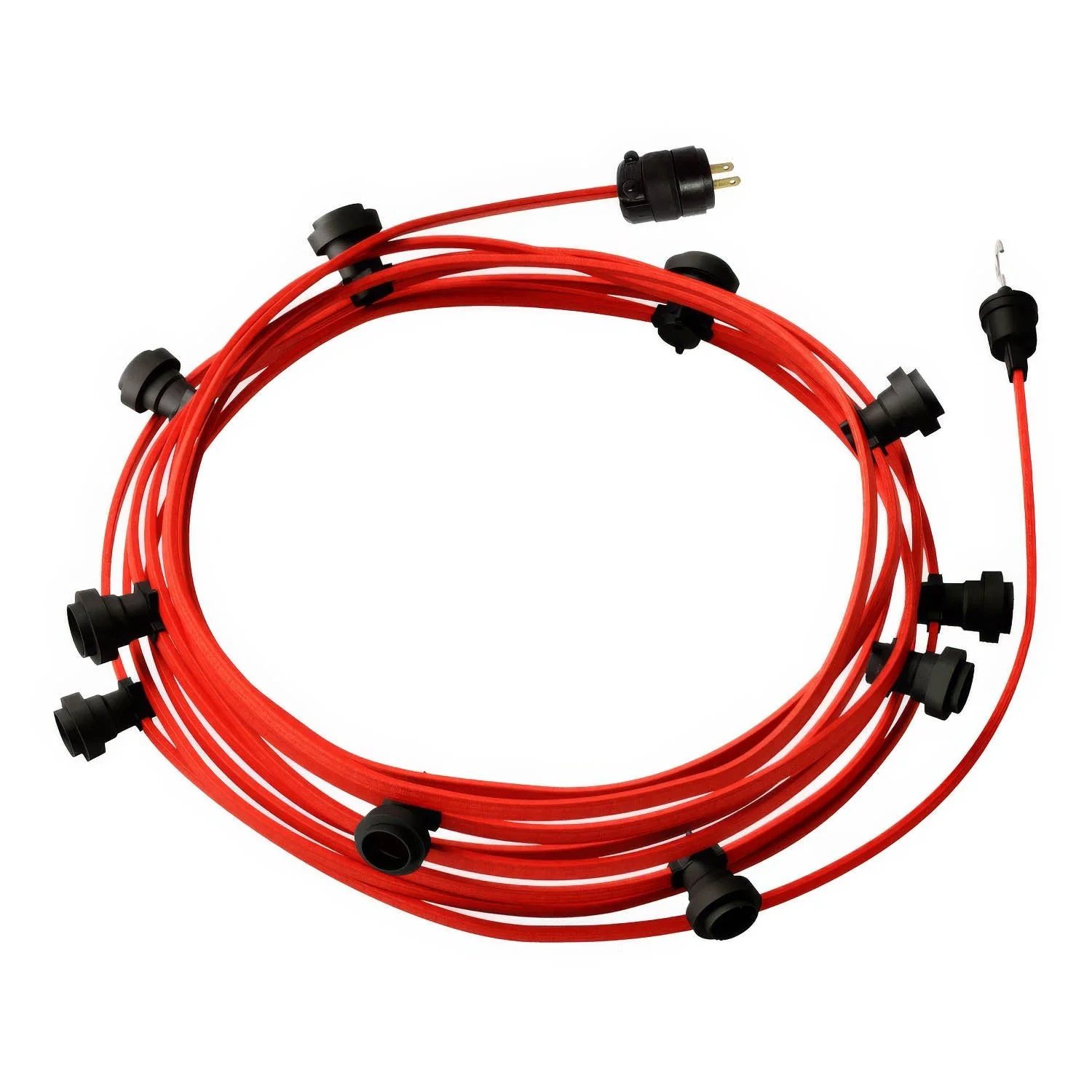 Gebrauchsfertige 40-ft-Lichterkette mit 10 schwarzen Fassungen, Haken und Stecker - CM09