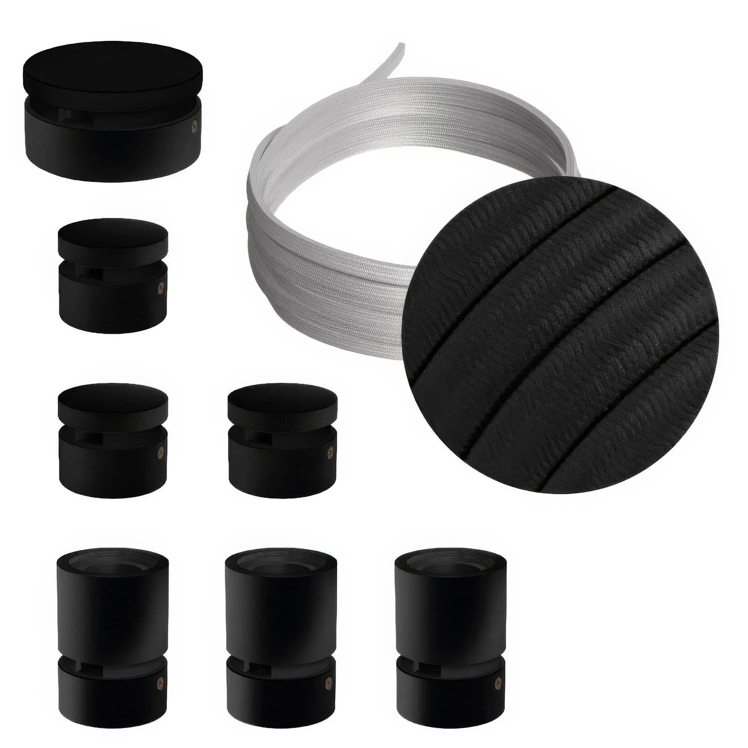 Filé-System Linear Kit – mit 5 m Kabel CM04 für Lichterkette und 7 lackierten Holzelementen in Schwarz für den Innenbereich.