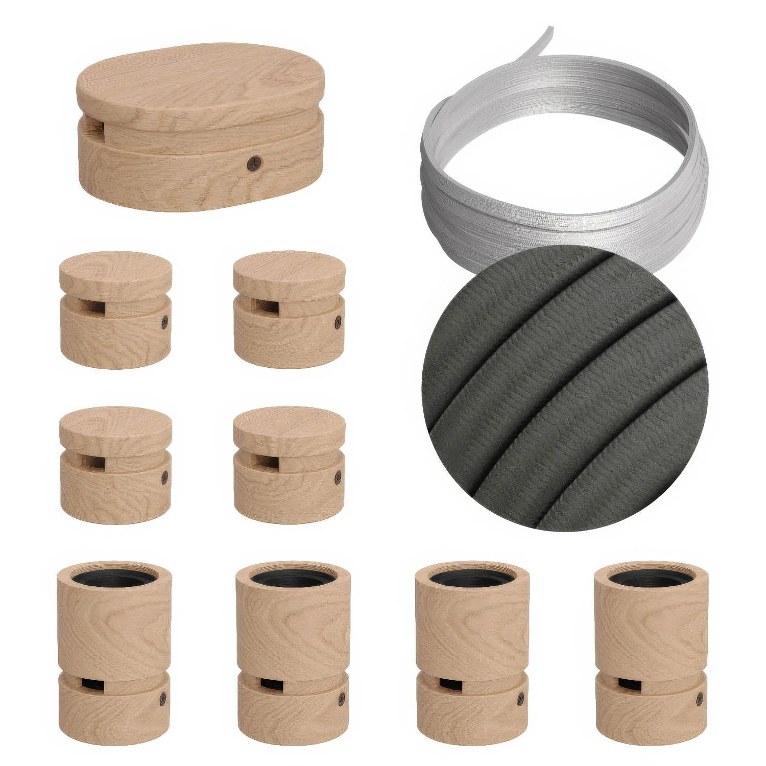 Filé Symmetric Kit-System – mit 5 m CM03-Kabel für Lichterkette und 9 Holzelementen für Innenräume