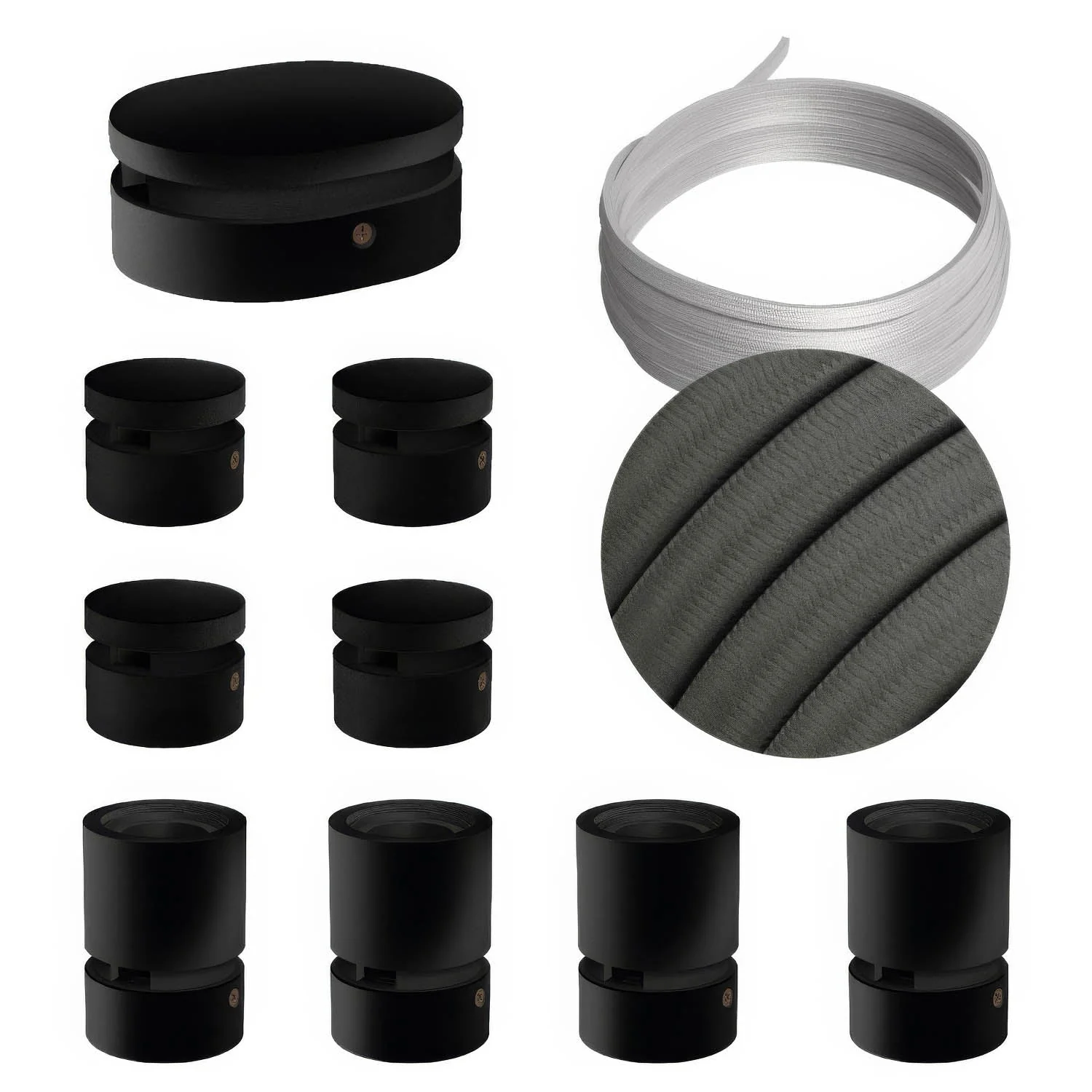 System Filé Symmetric Kit – mit CM03-Kabel (5 m) für Lichterketten und 9 Komponenten aus schwarz lackiertem Holz für Innenräume