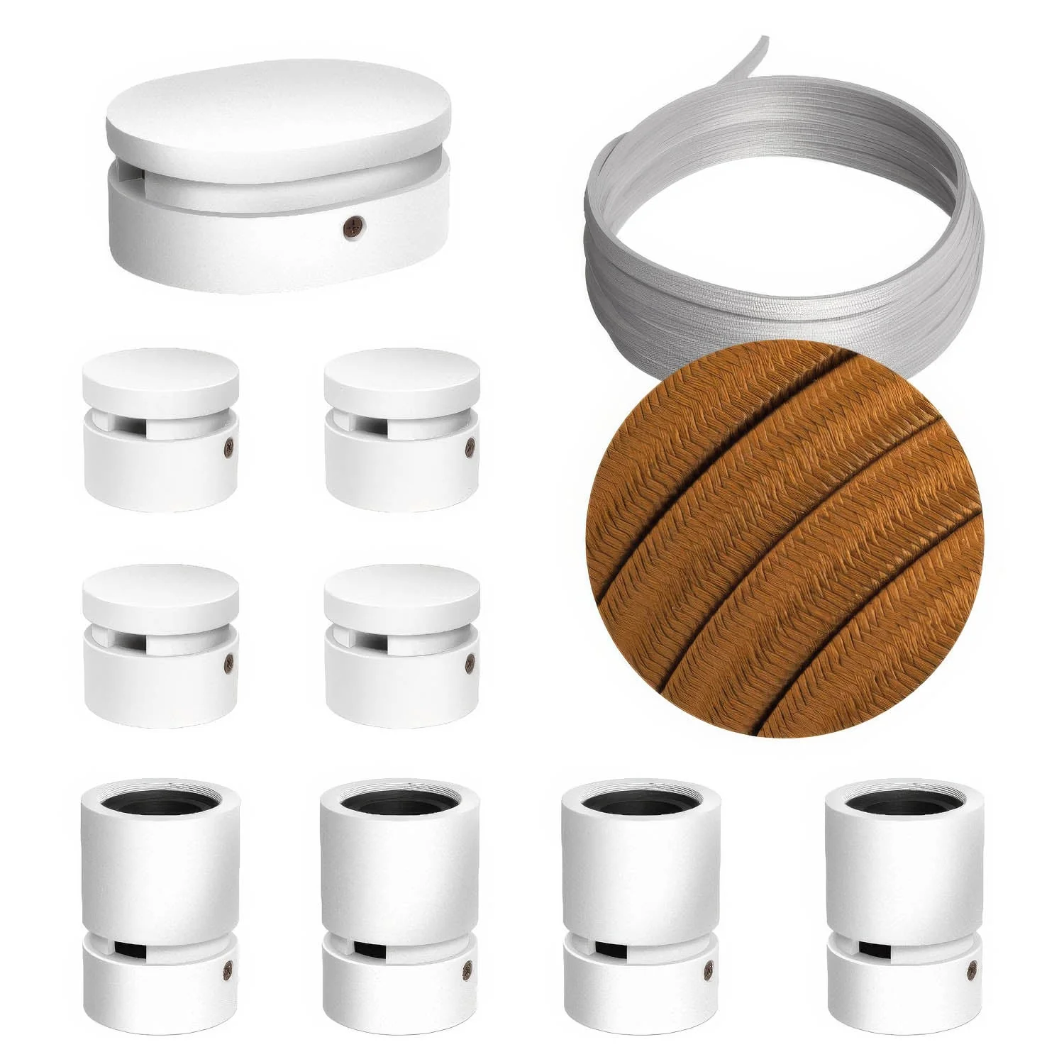 Filé Symmetric System Kit – mit 5-m-CM22-Kabel für Lichterketten und 9 weiß lackierten Holzelementen für den Innenbereich