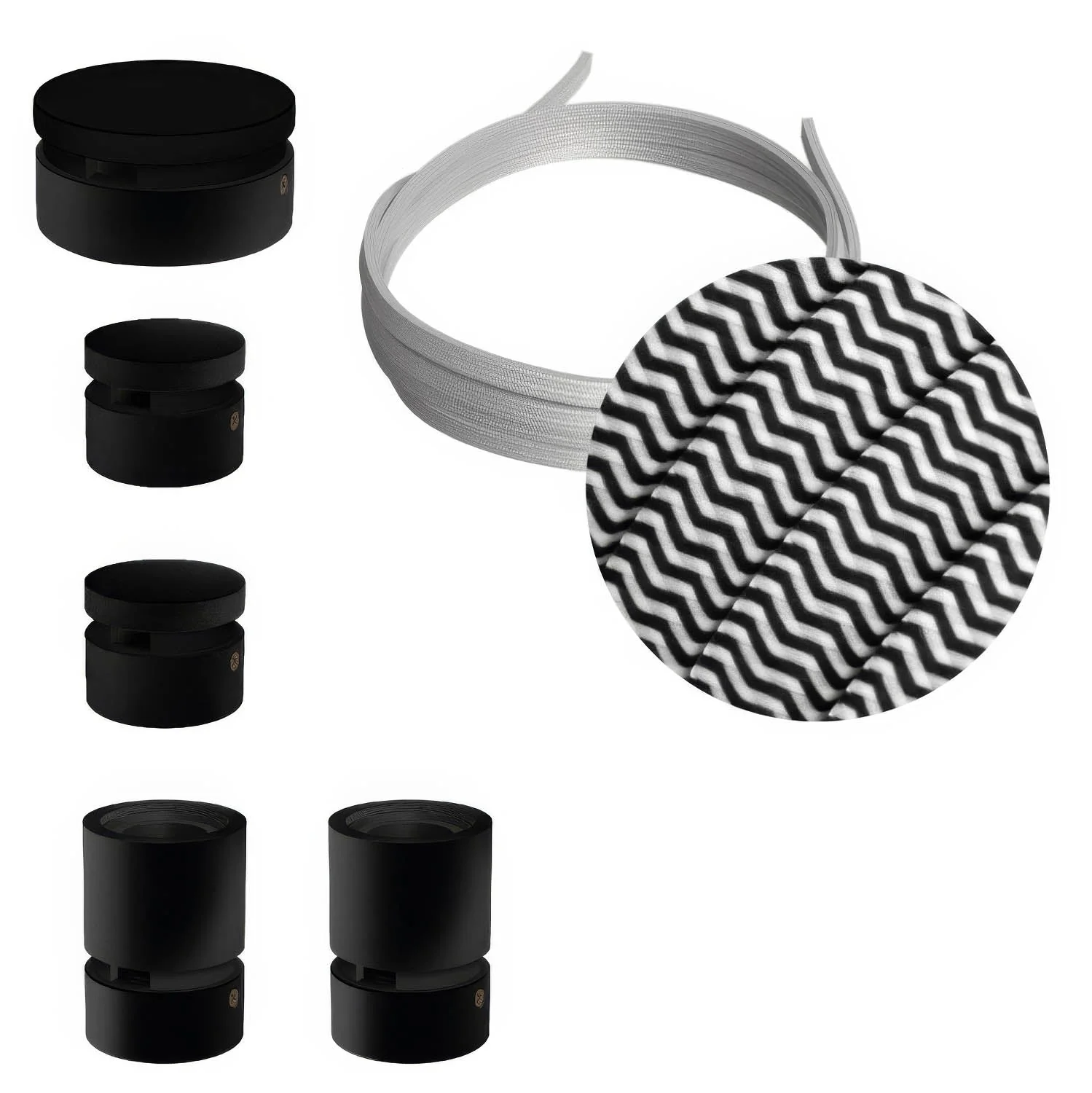 Filé Wiggle Kit-System – mit 3 m CZ04-Kabel für Lichterkette und 5 schwarz lackierten Holzelementen für den Innenbereich