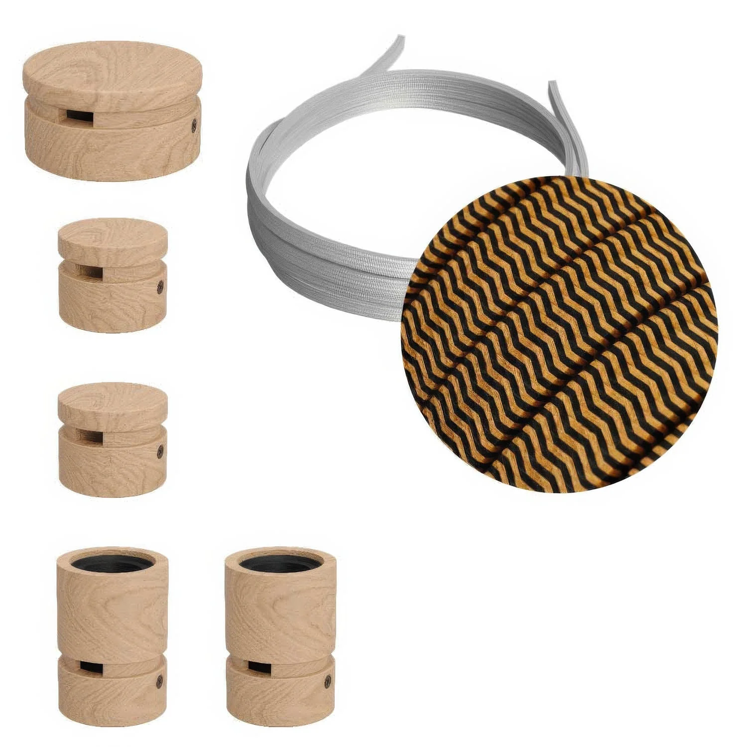 Filé Wiggle Komplett-Kit – mit CZ22-Kabel (3 m) für Lichterketten und 5 Holzelementen für den Innenbereich