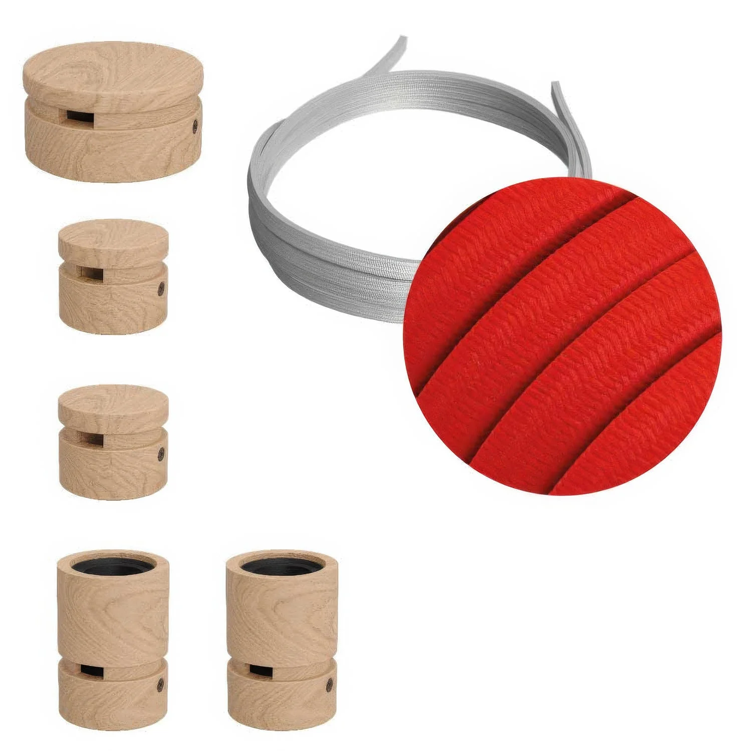 System Filé Wiggle Kit – mit 3 m langem CM09-Kabel für Kettenleuchte und 5 Holzelementen für den Innenbereich.
