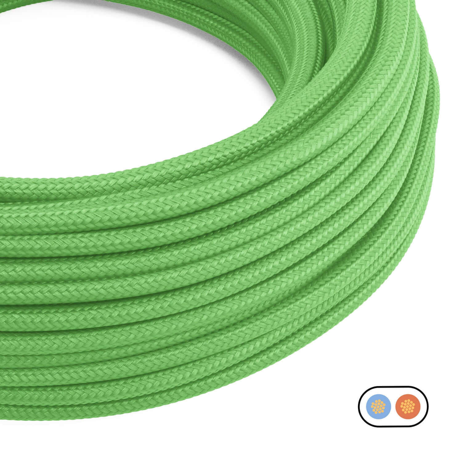 Flaches Elektrokabel mit glänzendem Stoffüberzug Limegrün – PM18 - Image 2