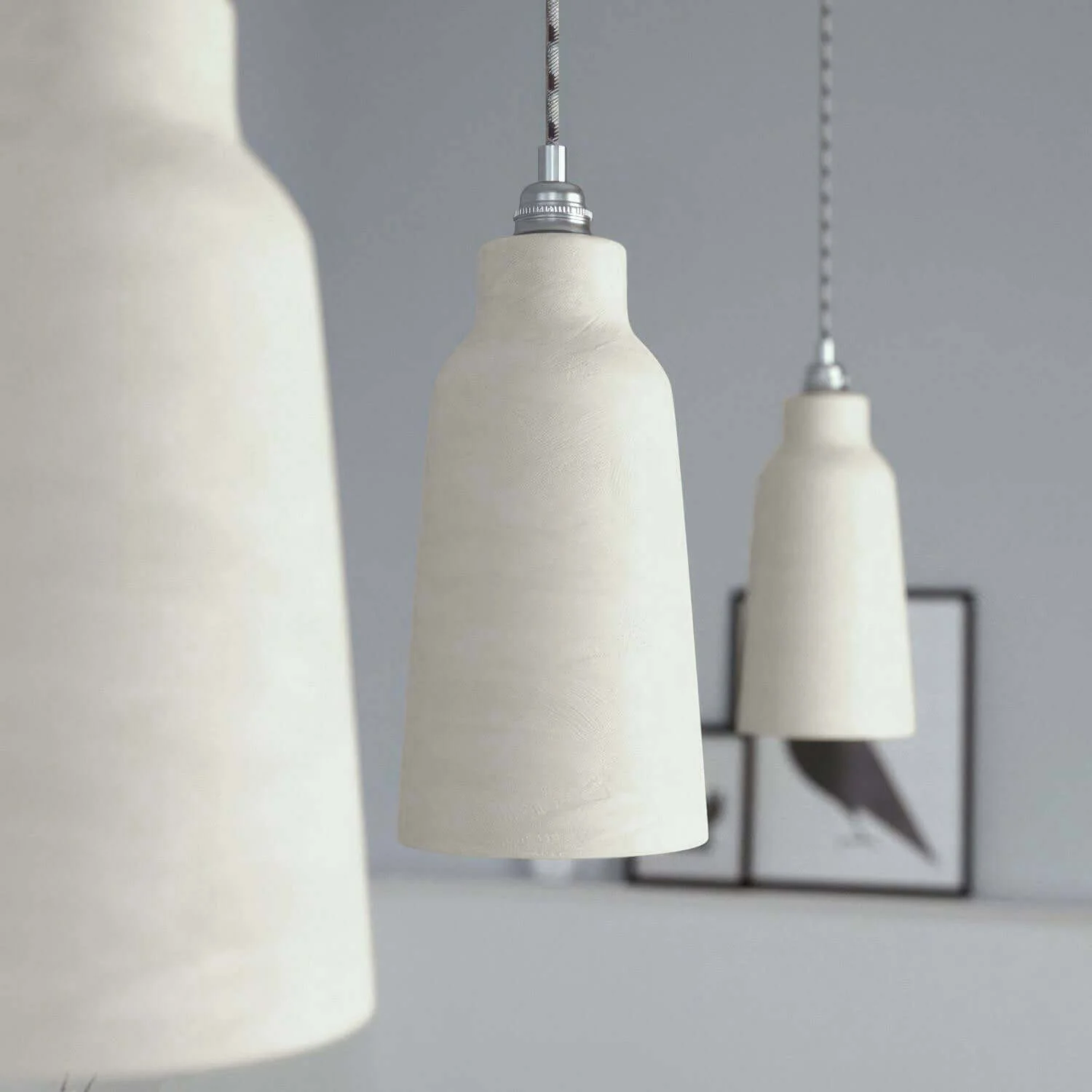 Flaschenschirm aus Keramik, Kollektion Materia – Made in Italy – gestreiftes Taubengrau - Image 3