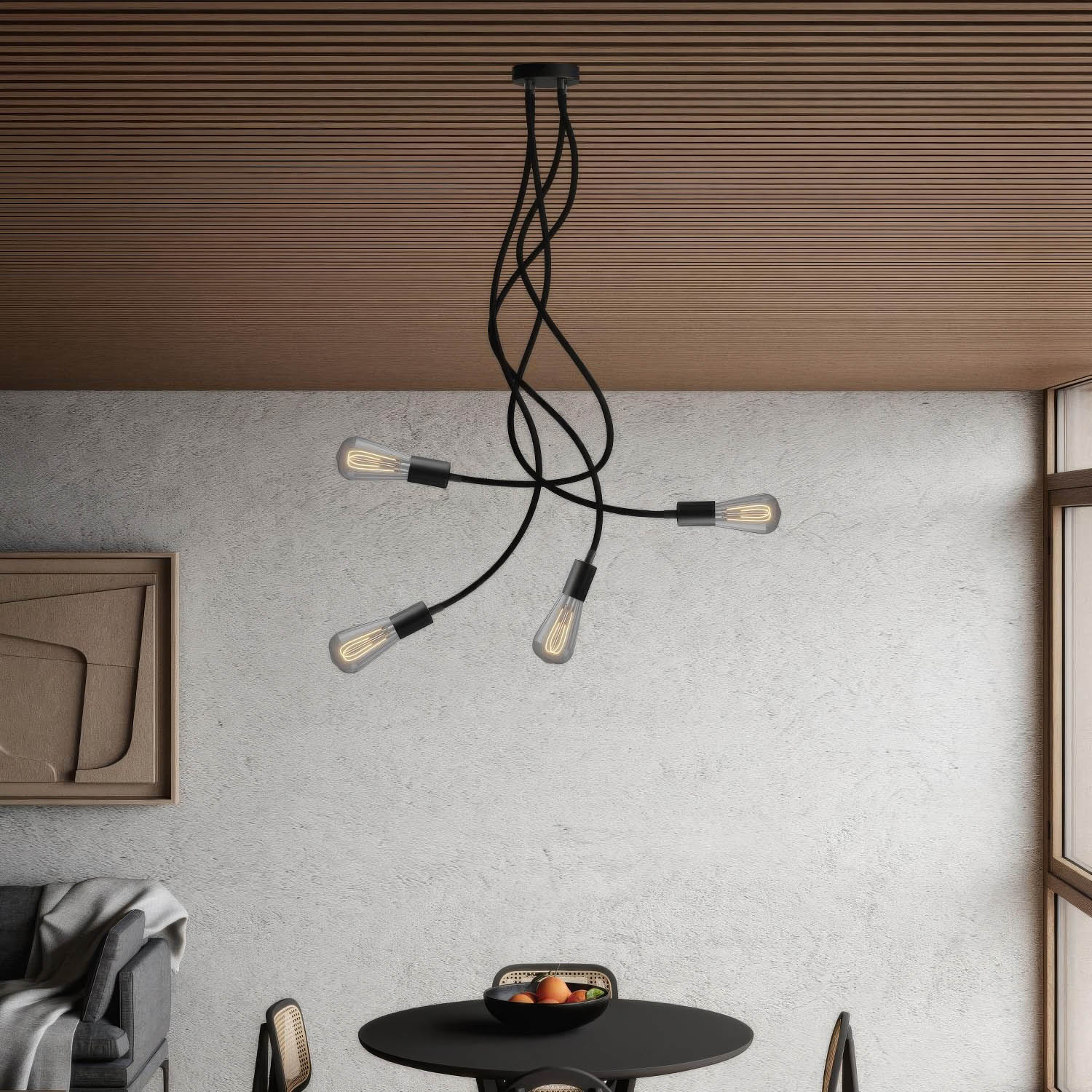 Flex 90 flexible Deckenleuchte mit diffusem Licht und LED ST64 Lampe – Schwarz - Image 2