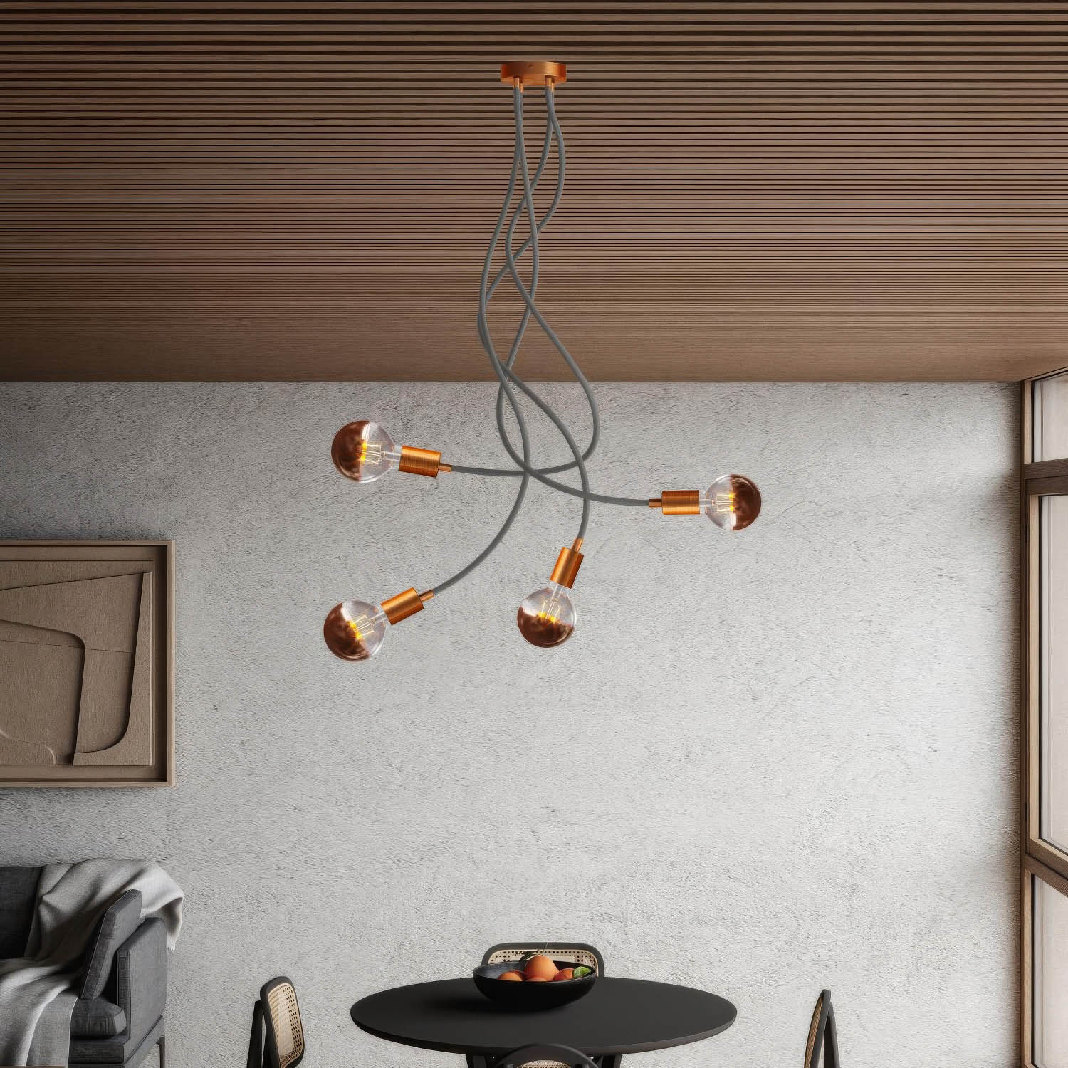 Flex 90 Deckenleuchte mit schwenkbarem Kopf und gleichmäßiger Lichtverteilung mit G95 LED-Leuchtmittel – Satiniertes Kupfer - Image 2