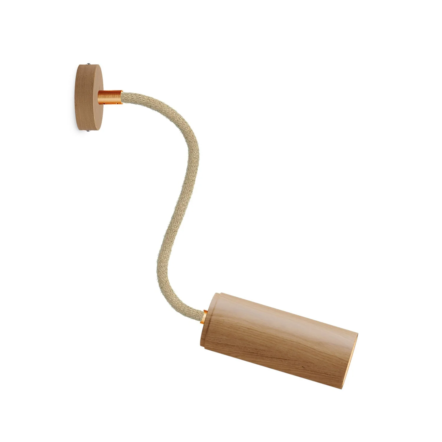 Fermaluce Flex 30 Leuchte mit Mini-Baldachin aus Holz und Spot mit Tub-E14-Lampenschirm – Natur
