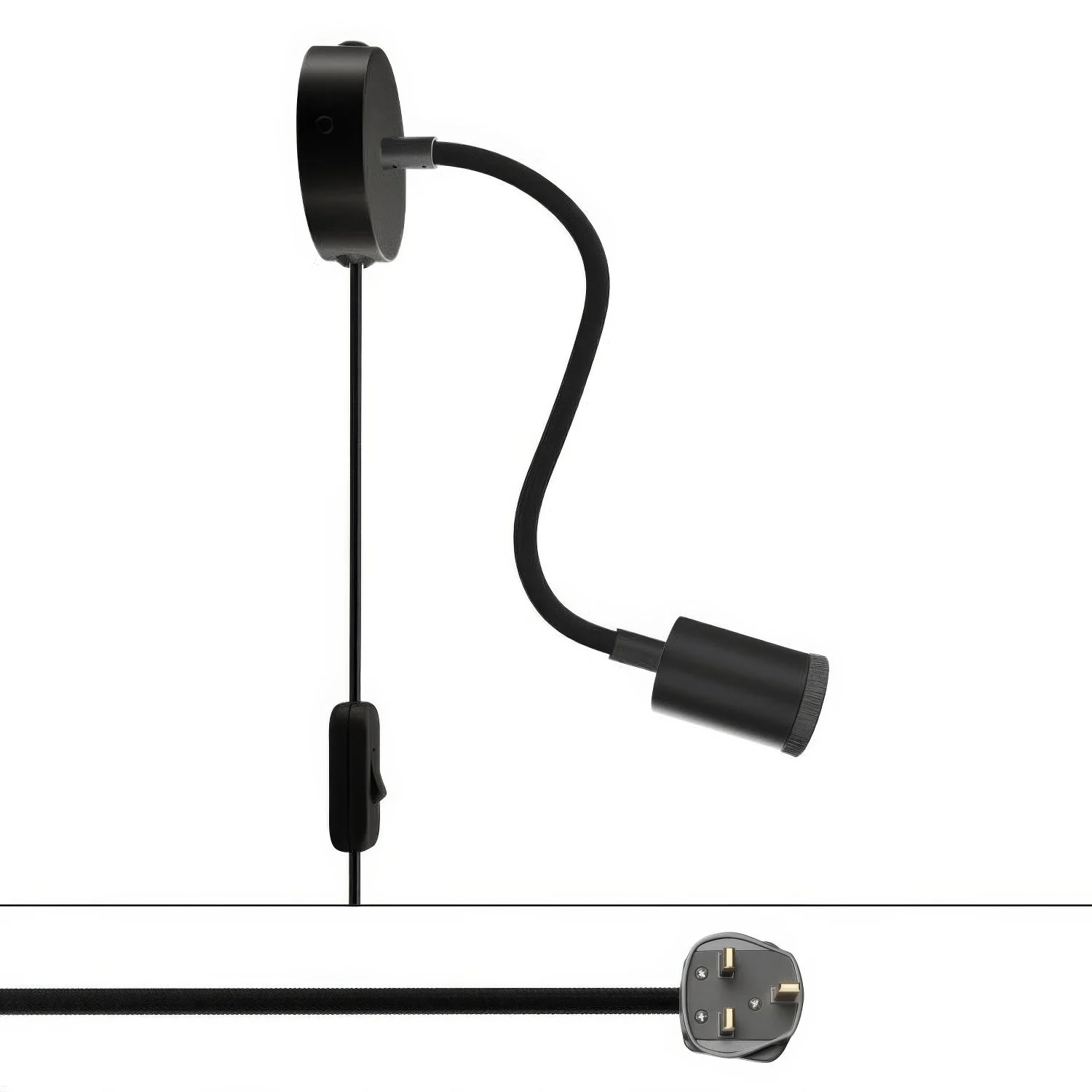 Spostaluce Flex 30 flexible Lampe mit GU1d0-Spot und UK-Stecker - Schwarz
