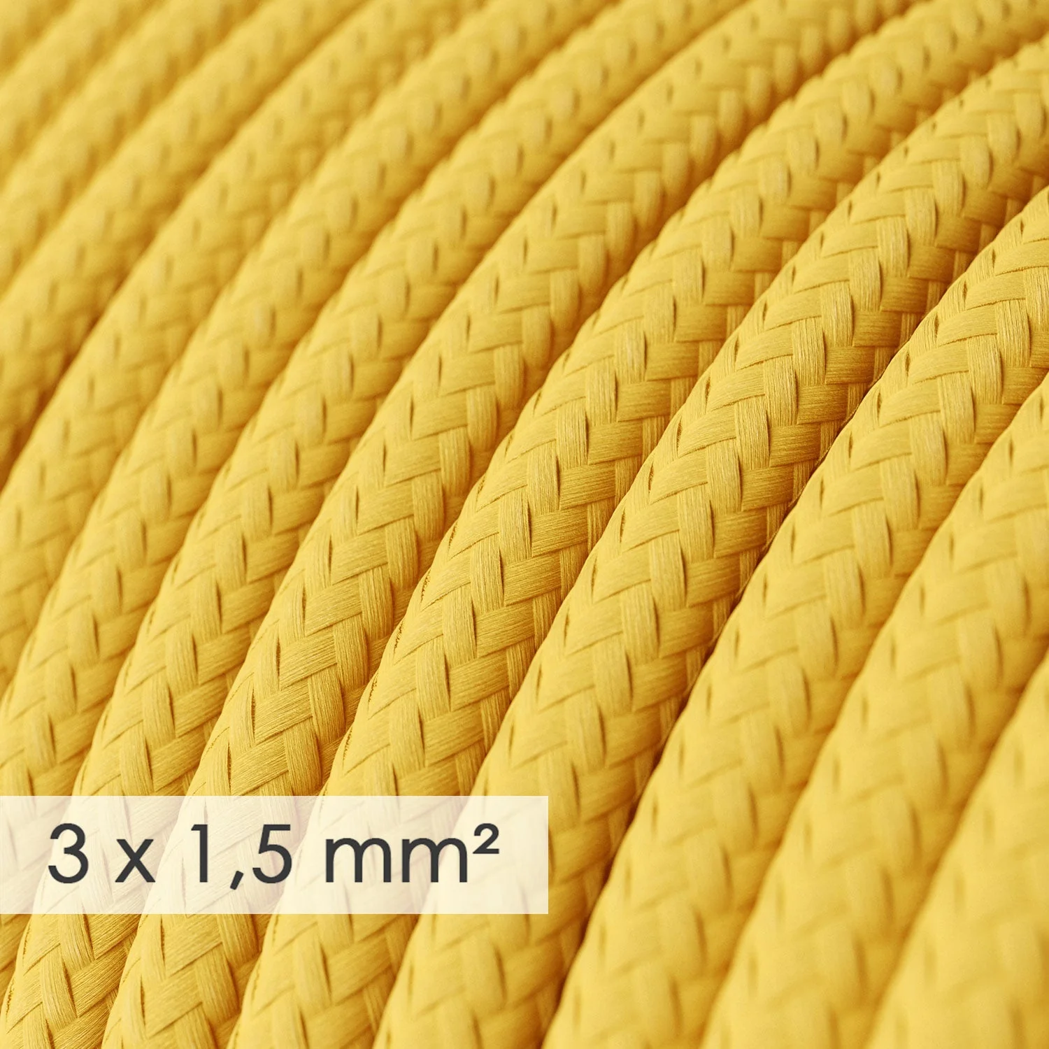 Französische Mehrfachsteckdose mit glänzend gelbem Textilkabel und Schuko-Stecker mit Komfort-Ring - Image 2