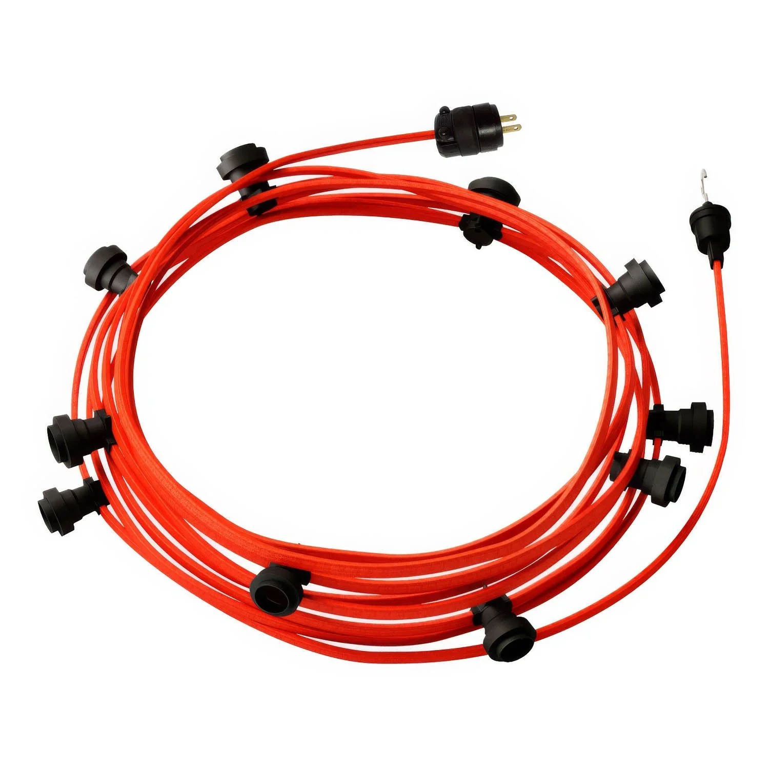 Gebrauchsfertige 40-ft-Lichterkette mit 10 schwarzen Fassungen, Haken und Stecker - CF15
