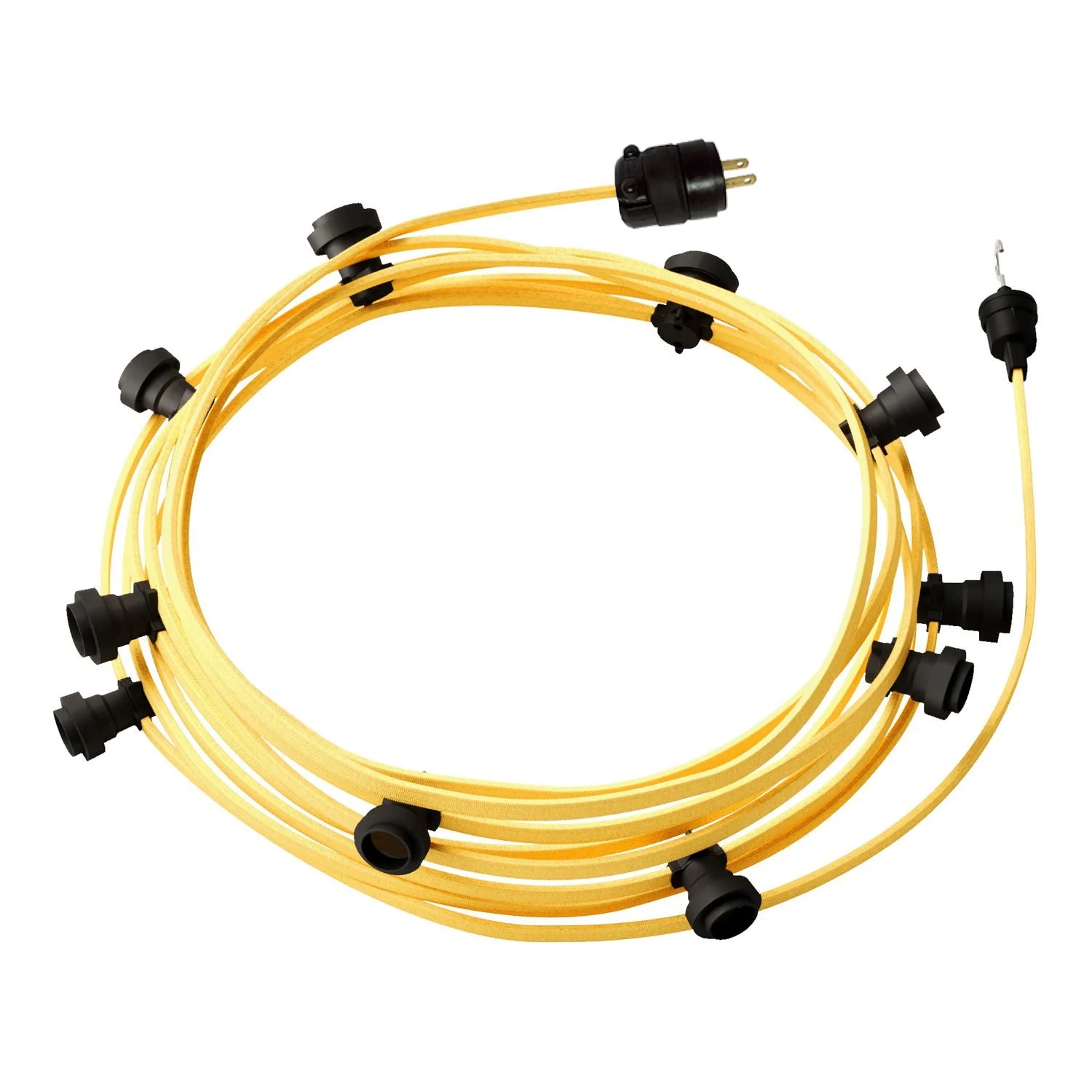 Gebrauchsfertige 40-ft-Lichterkette mit 10 schwarzen Fassungen, Haken und Stecker - CM10