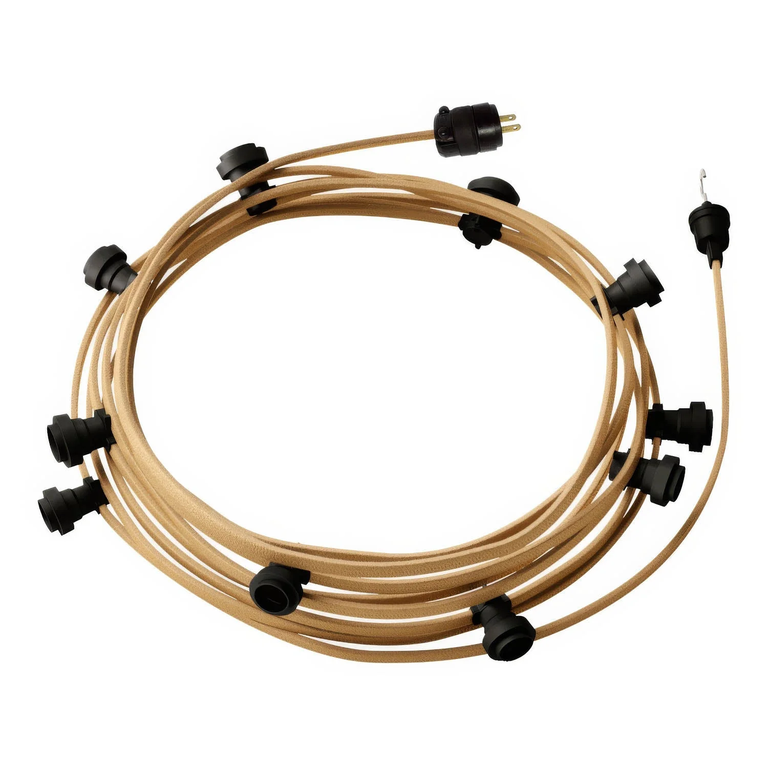 Gebrauchsfertige 40-ft-Lichterkette mit 10 schwarzen Fassungen, Haken und Stecker - CN06
