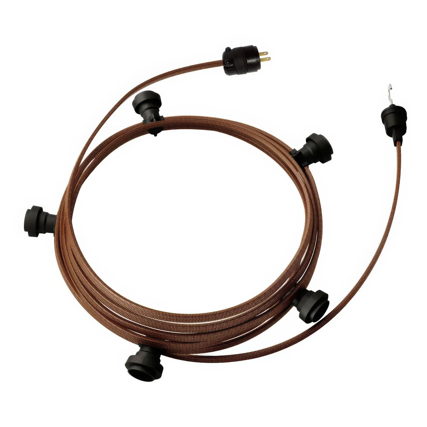 Anschlußfertige 25ft Lichterkette mit 5 schwarzen Fassungen, Haken und Stecker - CZ22