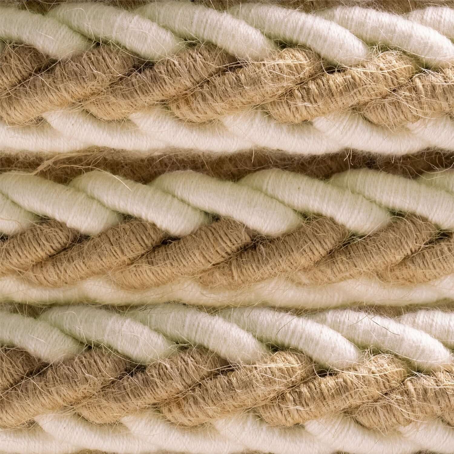 2XL geflochtene Kordel aus Jute und naturweißer Baumwolle, Textilkabel 2x0,75. Durchmesser 24mm